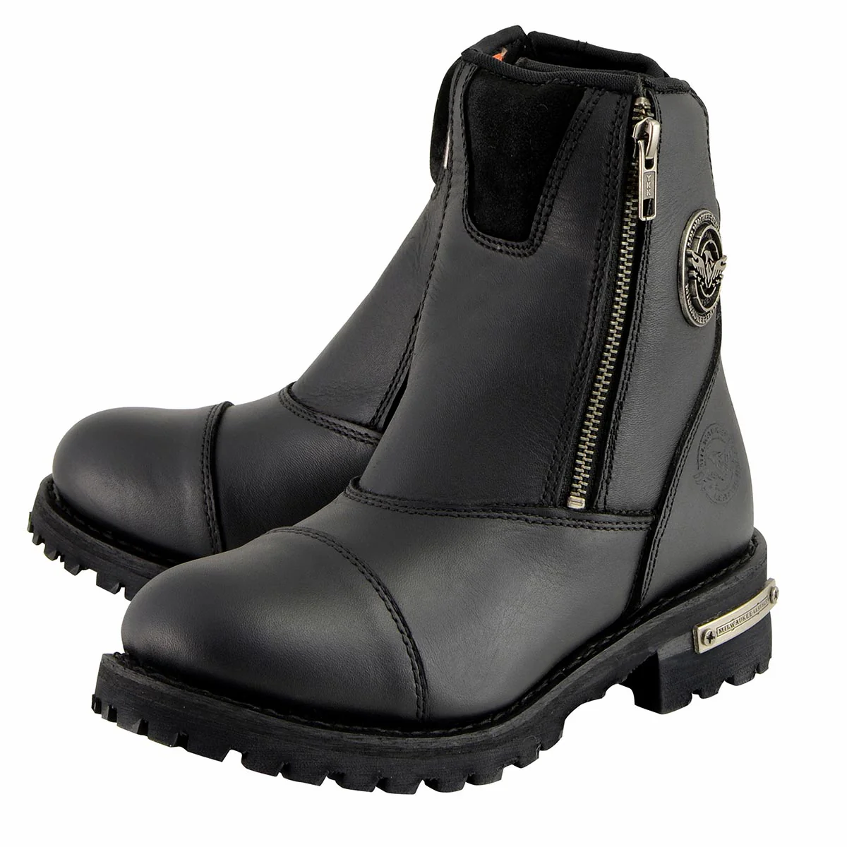 Milwaukee Leather MBM102W Men's Black Smooth Wide-Width Double Sided Zipper Entry Motorcycle Leather Boots - Image 5