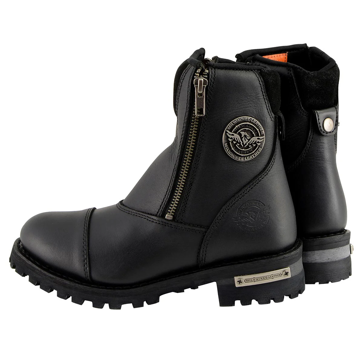 Milwaukee Leather MBM102W Men's Black Smooth Wide-Width Double Sided Zipper Entry Motorcycle Leather Boots - Image 6