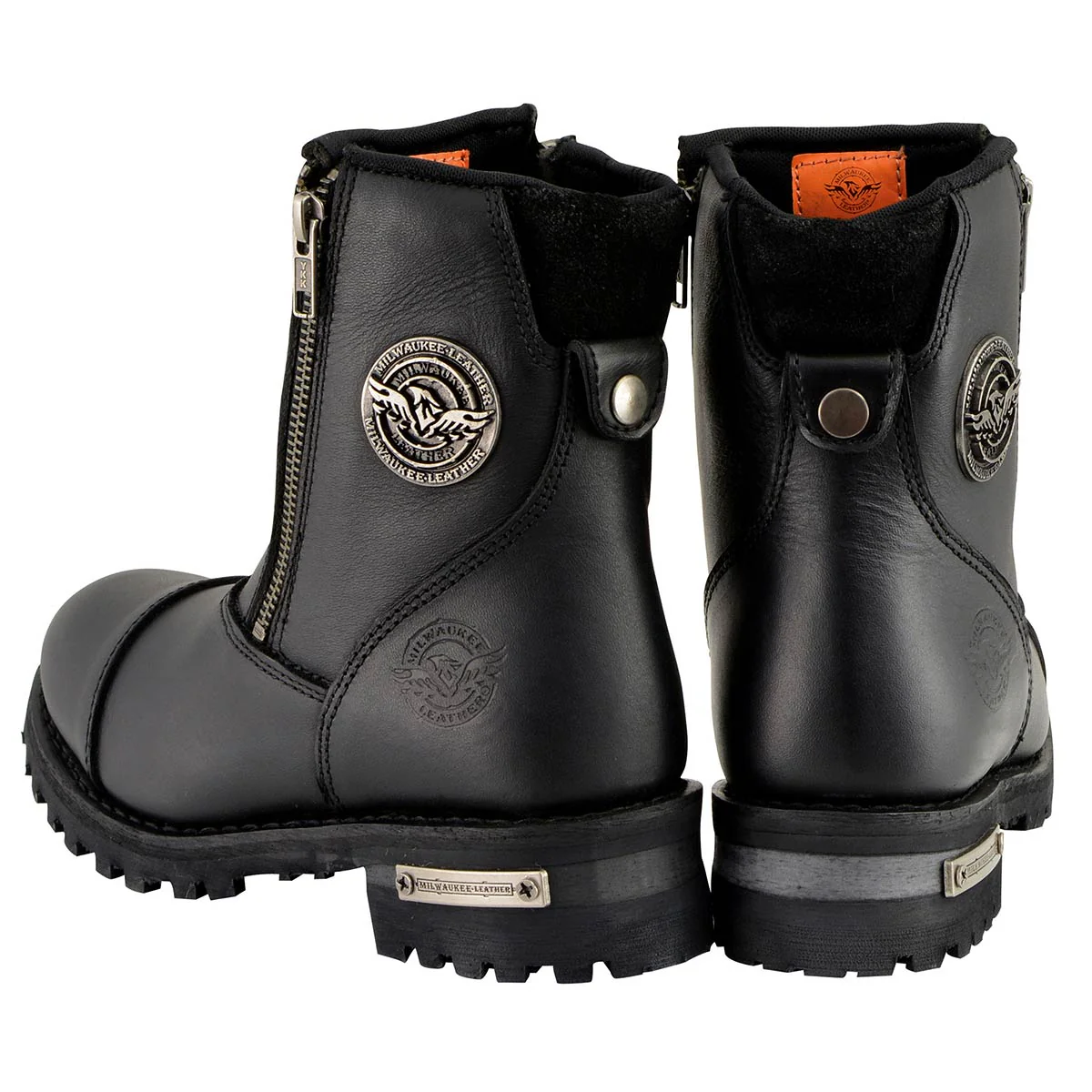 Milwaukee Leather MBM102W Men's Black Smooth Wide-Width Double Sided Zipper Entry Motorcycle Leather Boots - Image 7