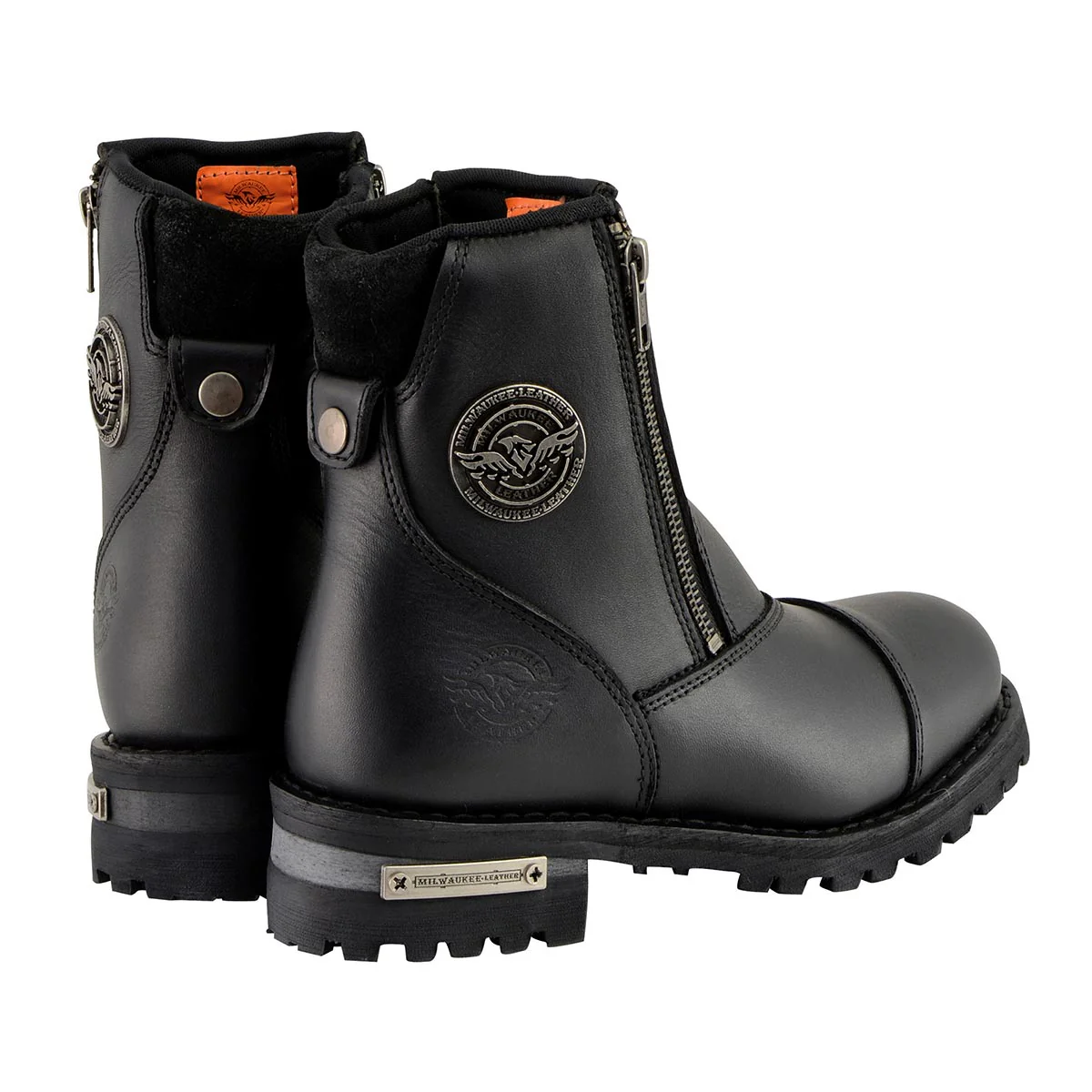Milwaukee Leather MBM102W Men's Black Smooth Wide-Width Double Sided Zipper Entry Motorcycle Leather Boots - Image 8