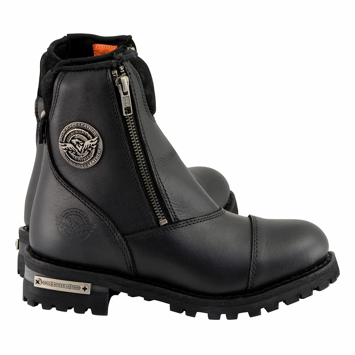 Milwaukee Leather MBM102W Men's Black Smooth Wide-Width Double Sided Zipper Entry Motorcycle Leather Boots - Image 9