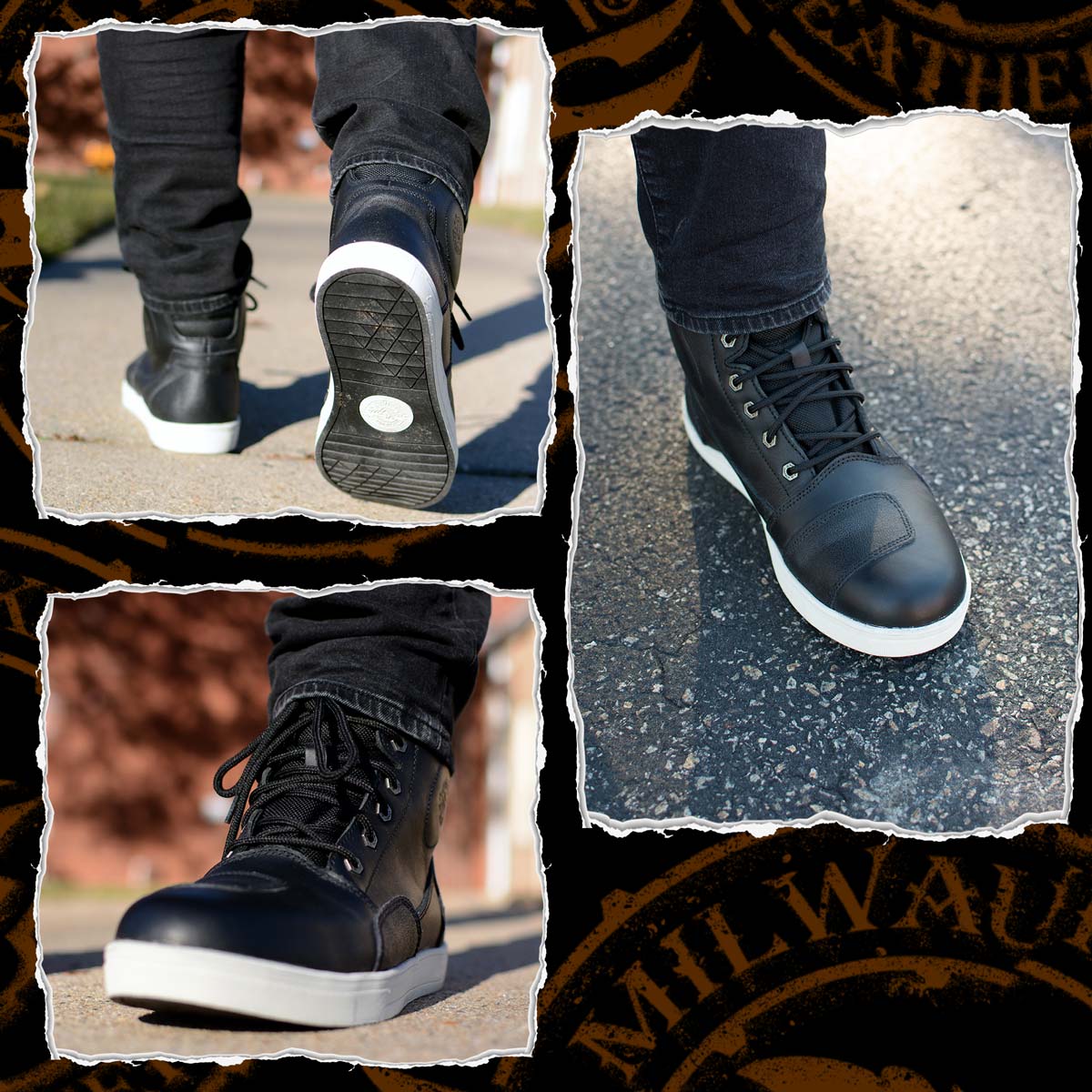 Milwaukee Leather MBM9002 Men's Black Leather Reinforced Street Biker Riding Shoes w/ Shift Protect Ankle Support - Image 17