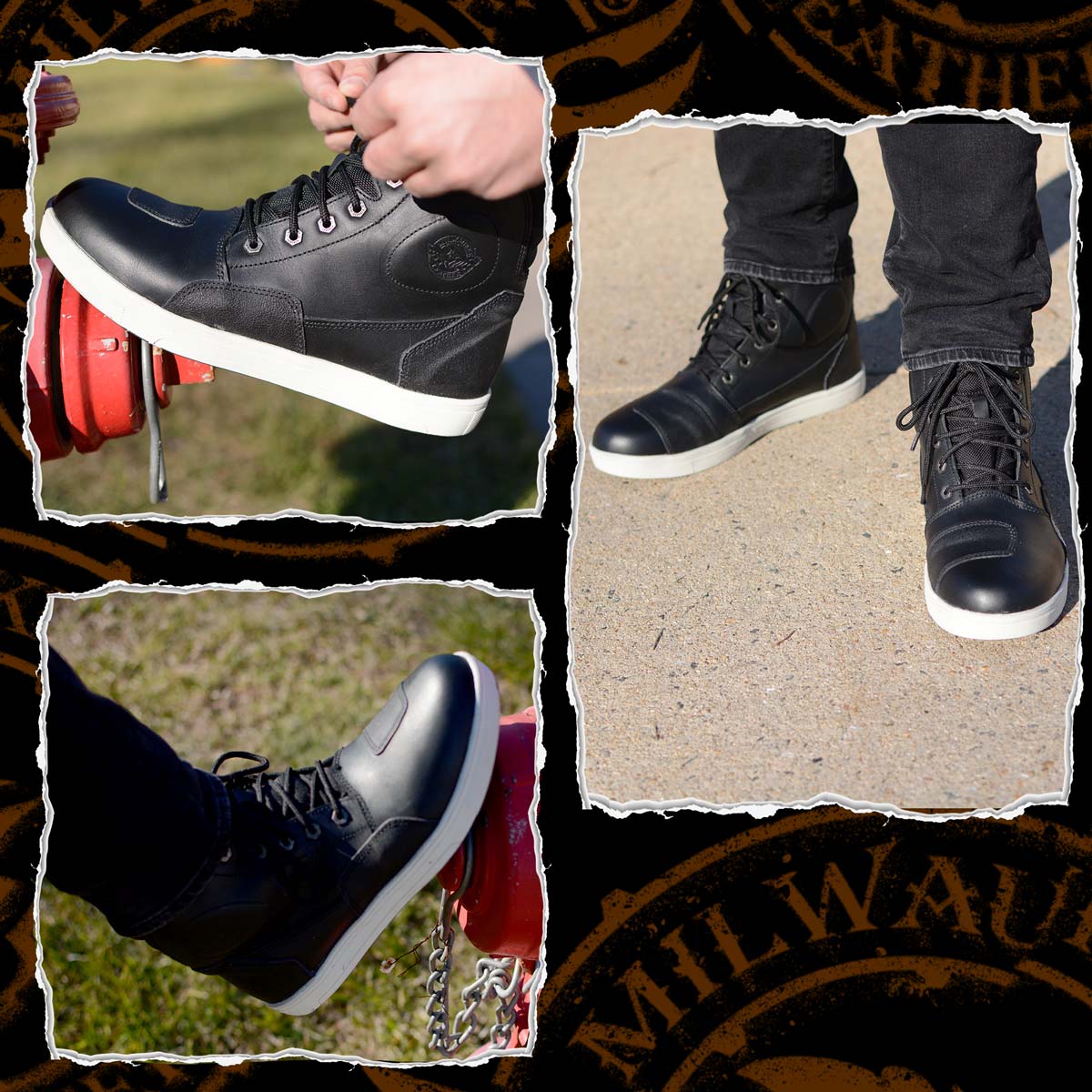 Milwaukee Leather MBM9002 Men's Black Leather Reinforced Street Biker Riding Shoes w/ Shift Protect Ankle Support - Image 18