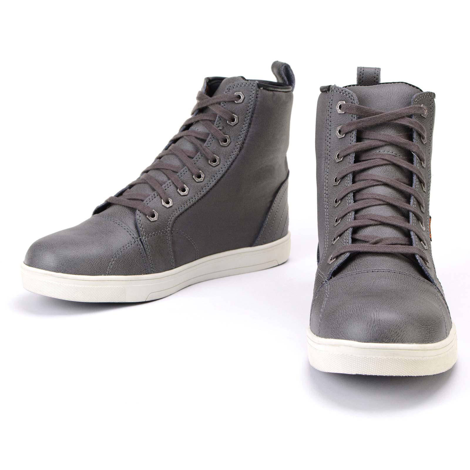 Milwaukee Leather MBM9003WP Men's Grey Leather and Canvas Reinforced Street Riding Waterproof Shoes with Ankle Support - Image 10