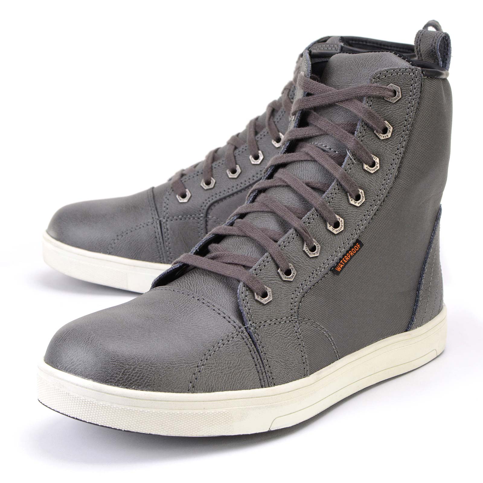 Milwaukee Leather MBM9003WP Men's Grey Leather and Canvas Reinforced Street Riding Waterproof Shoes with Ankle Support - Image 11
