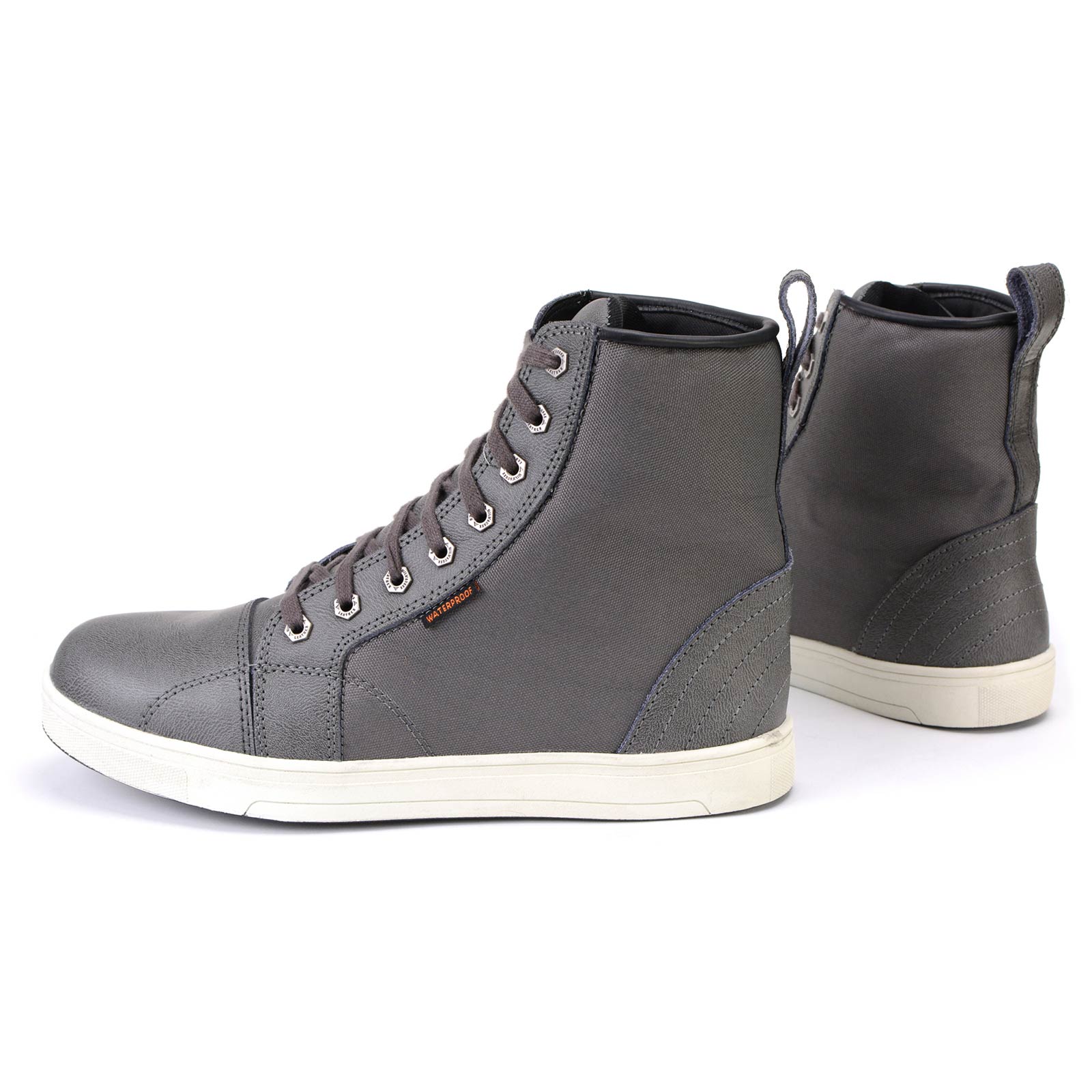 Milwaukee Leather MBM9003WP Men's Grey Leather and Canvas Reinforced Street Riding Waterproof Shoes with Ankle Support - Image 12