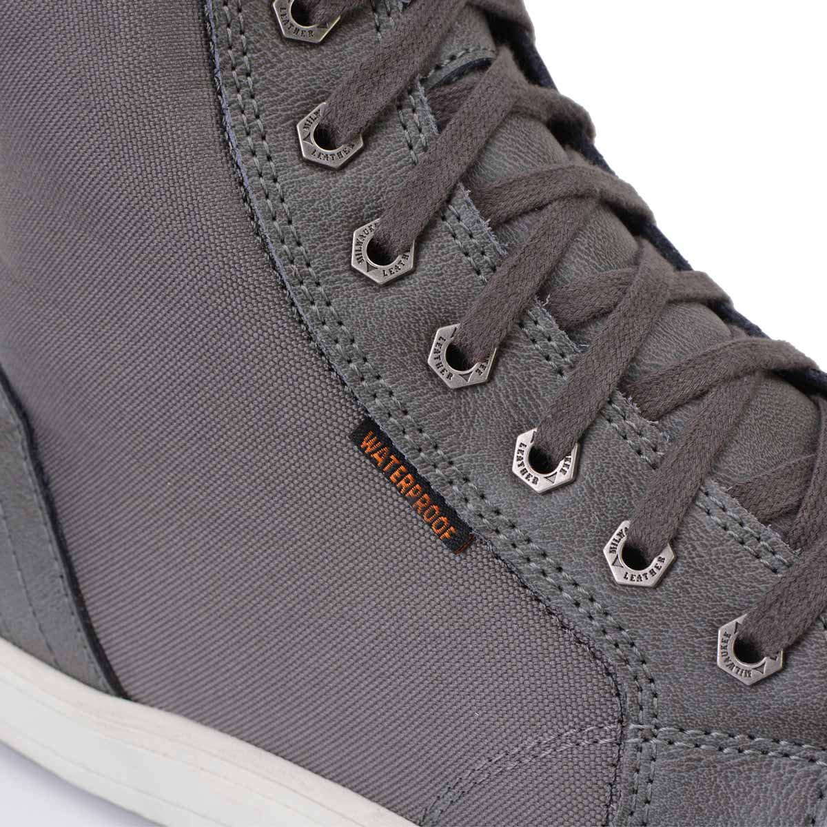 Milwaukee Leather MBM9003WP Men's Grey Leather and Canvas Reinforced Street Riding Waterproof Shoes with Ankle Support - Image 14