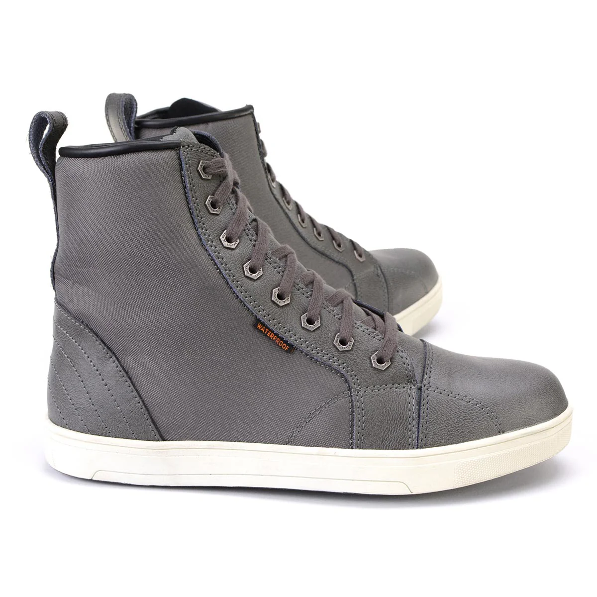 Milwaukee Leather MBM9003WP Men's Grey Leather and Canvas Reinforced Street Riding Waterproof Shoes with Ankle Support - Image 4