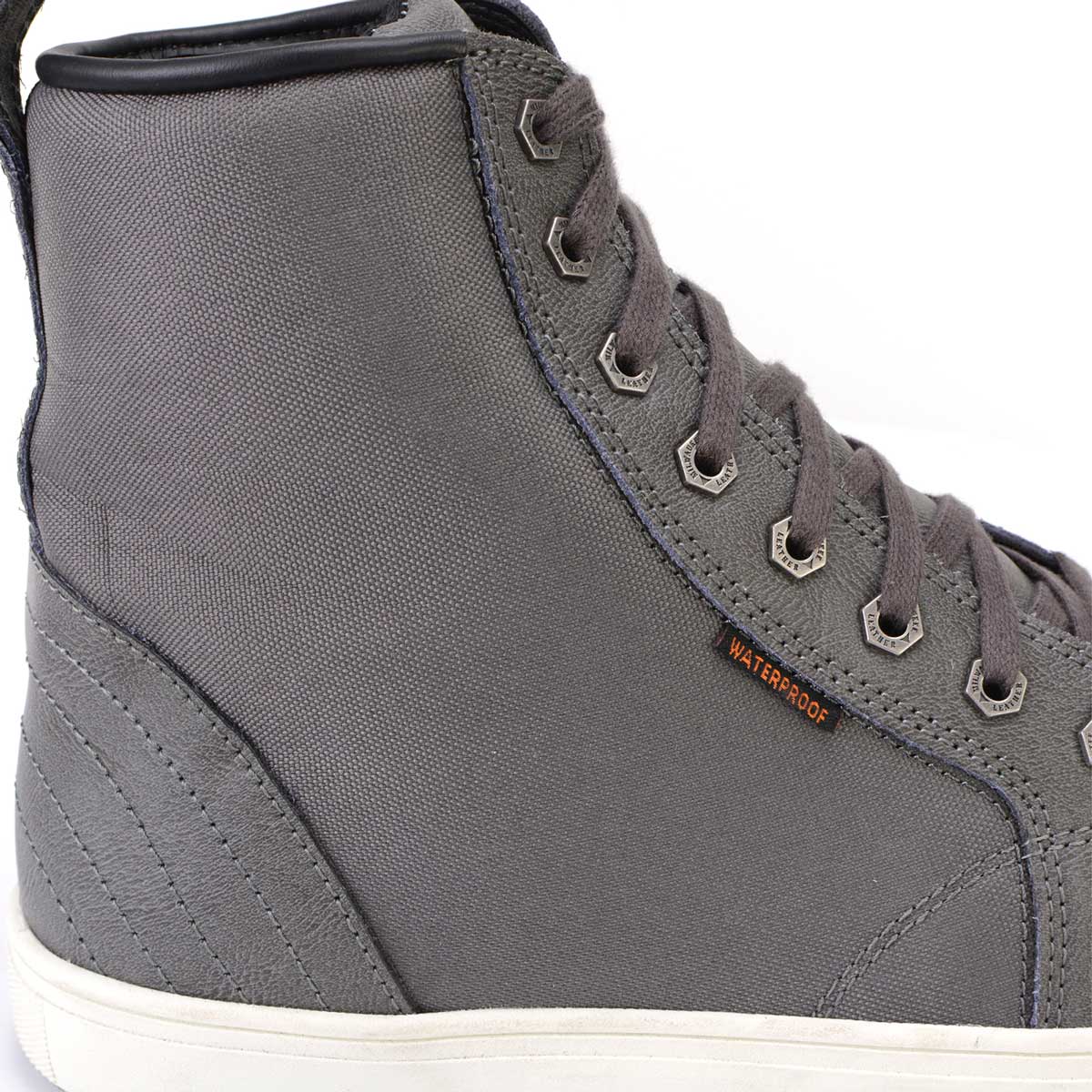 Milwaukee Leather MBM9003WP Men's Grey Leather and Canvas Reinforced Street Riding Waterproof Shoes with Ankle Support - Image 8