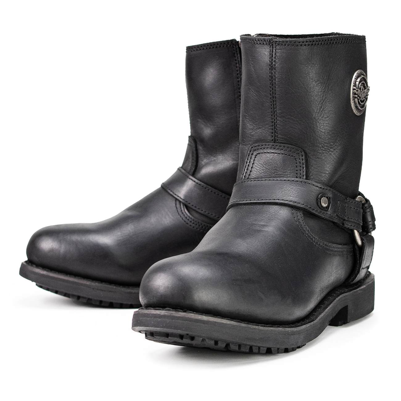 Milwaukee Leather MBM9042 Men's Black Ruf Leather Short Harness Motorcycle Boots w/ Inside Zipper - Image 2
