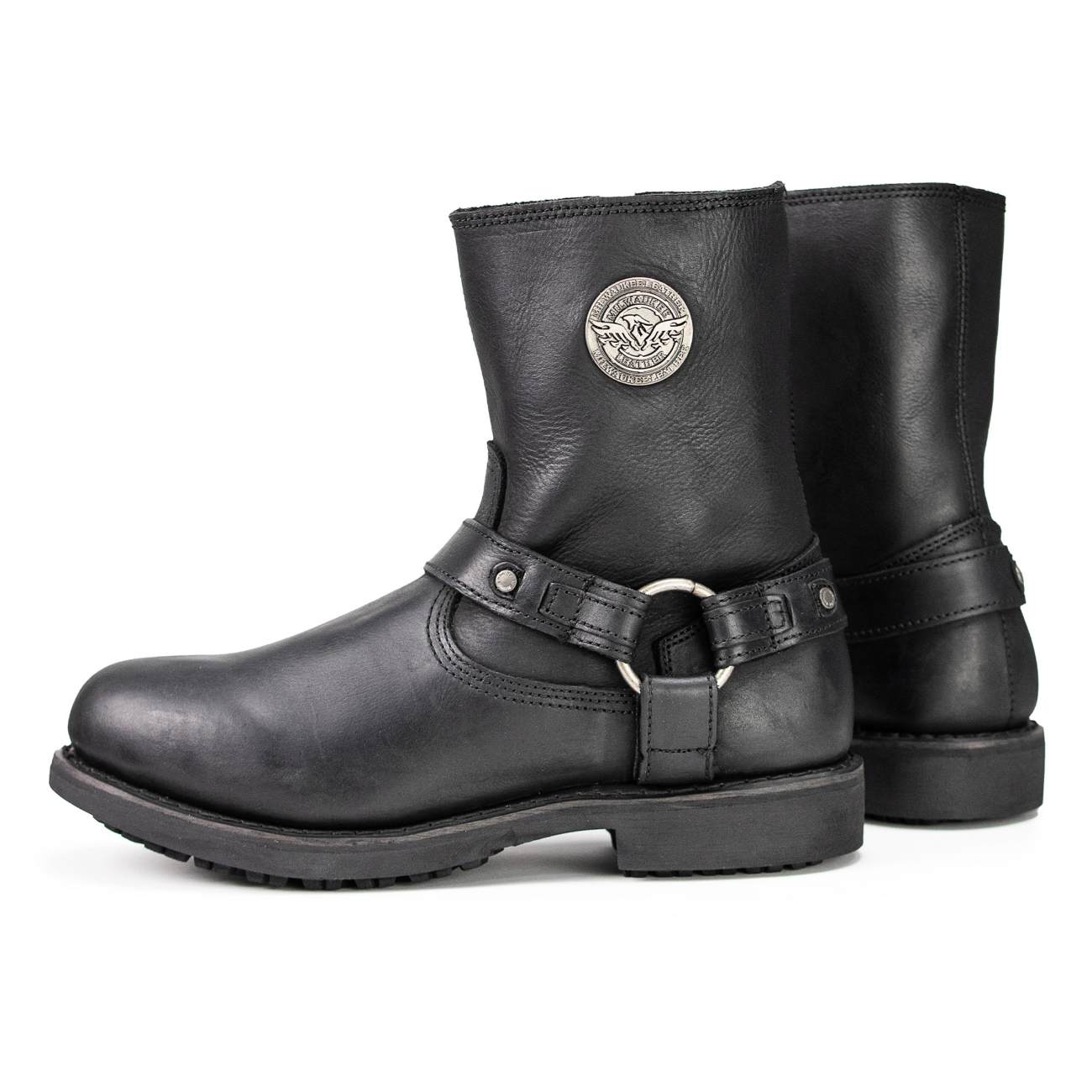 Milwaukee Leather MBM9042 Men's Black Ruf Leather Short Harness Motorcycle Boots w/ Inside Zipper - Image 3