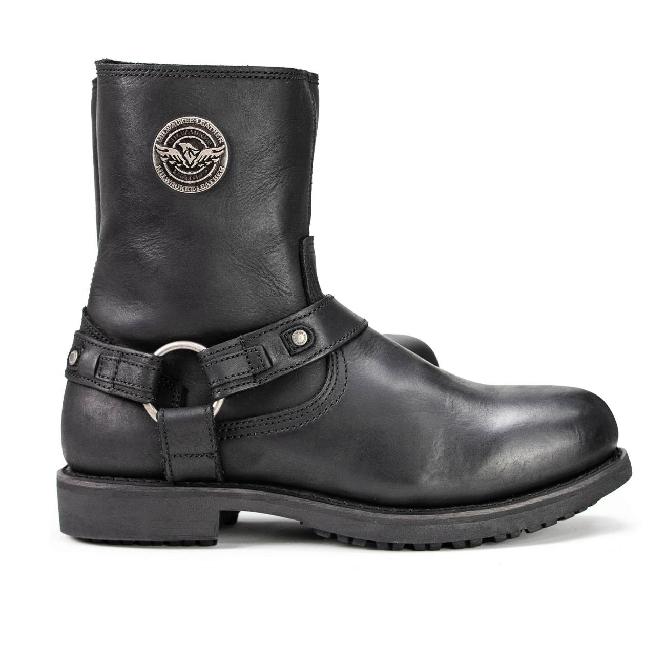 Milwaukee Leather MBM9042 Men's Black Ruf Leather Short Harness Motorcycle Boots w/ Inside Zipper - Image 5