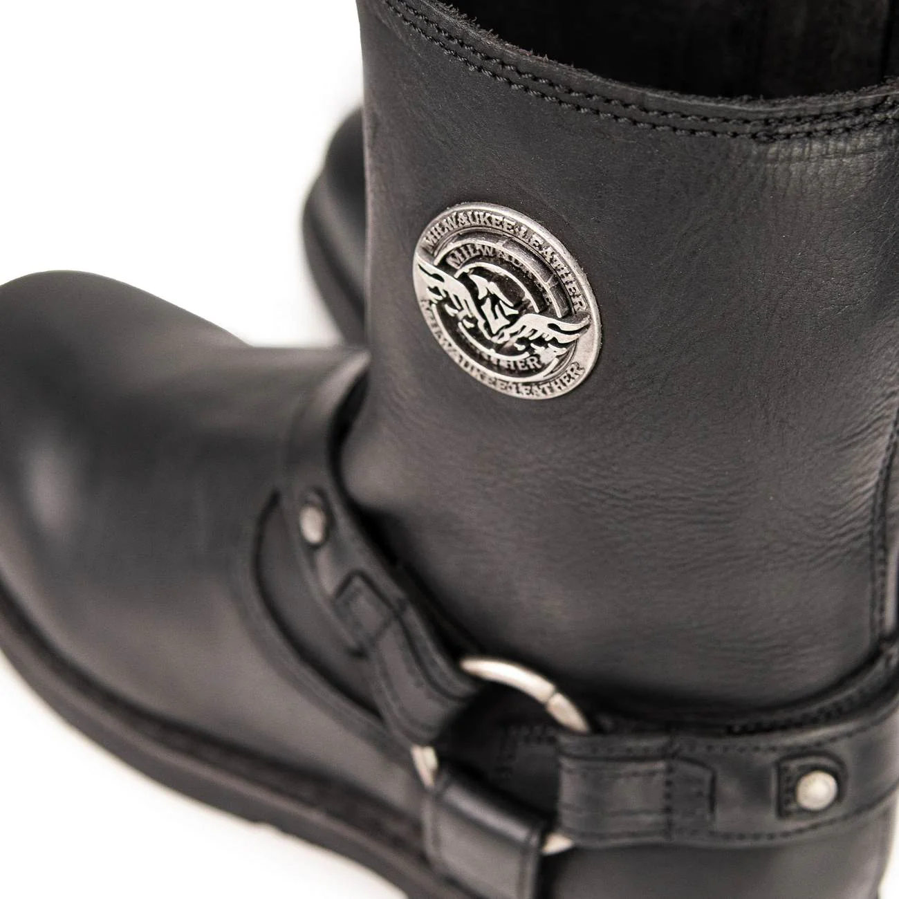 Milwaukee Leather MBM9042 Men's Black Ruf Leather Short Harness Motorcycle Boots w/ Inside Zipper - Image 7