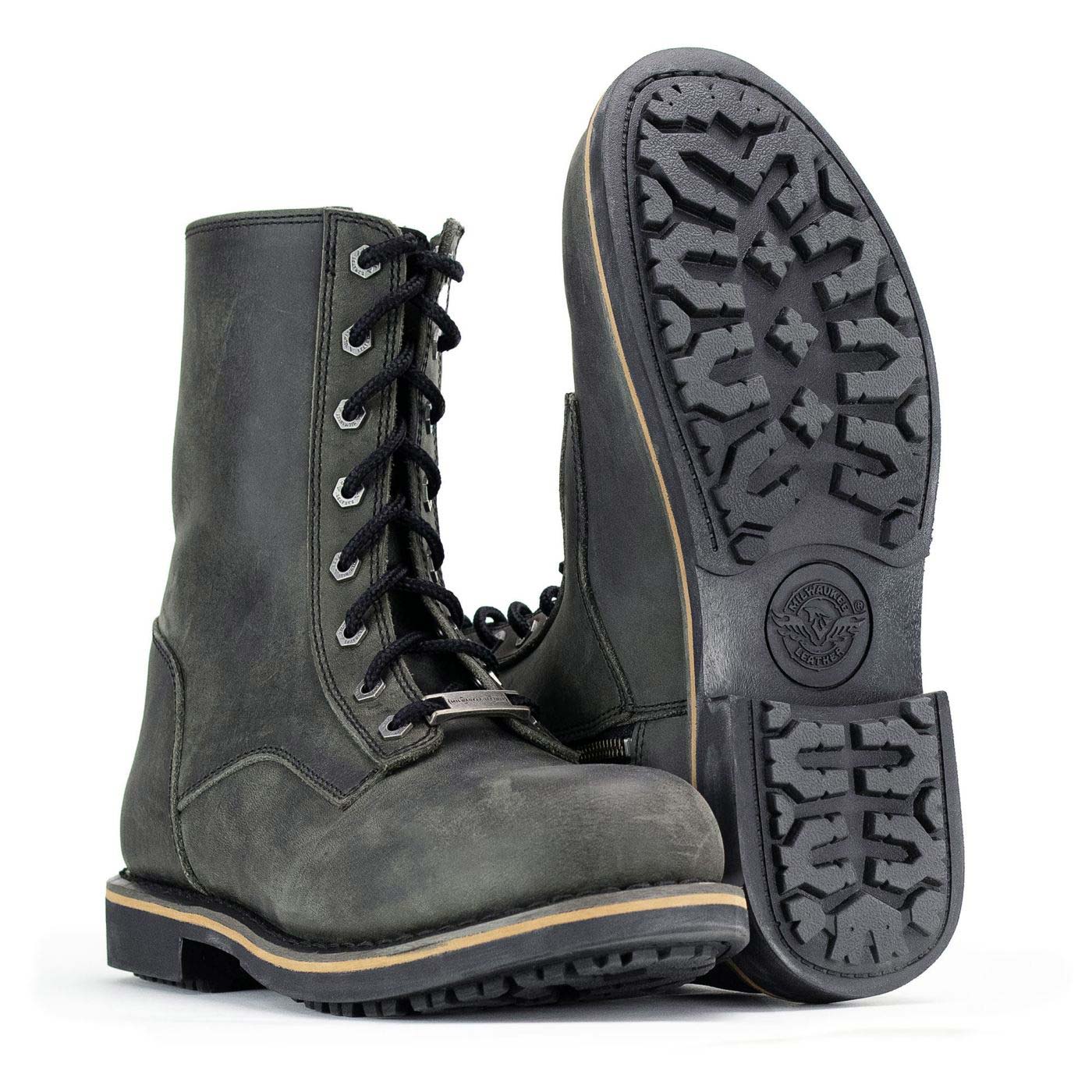 Milwaukee Leather MBM9065 Men's Antique Black Lace-Up High-Rise Boots - Image 3