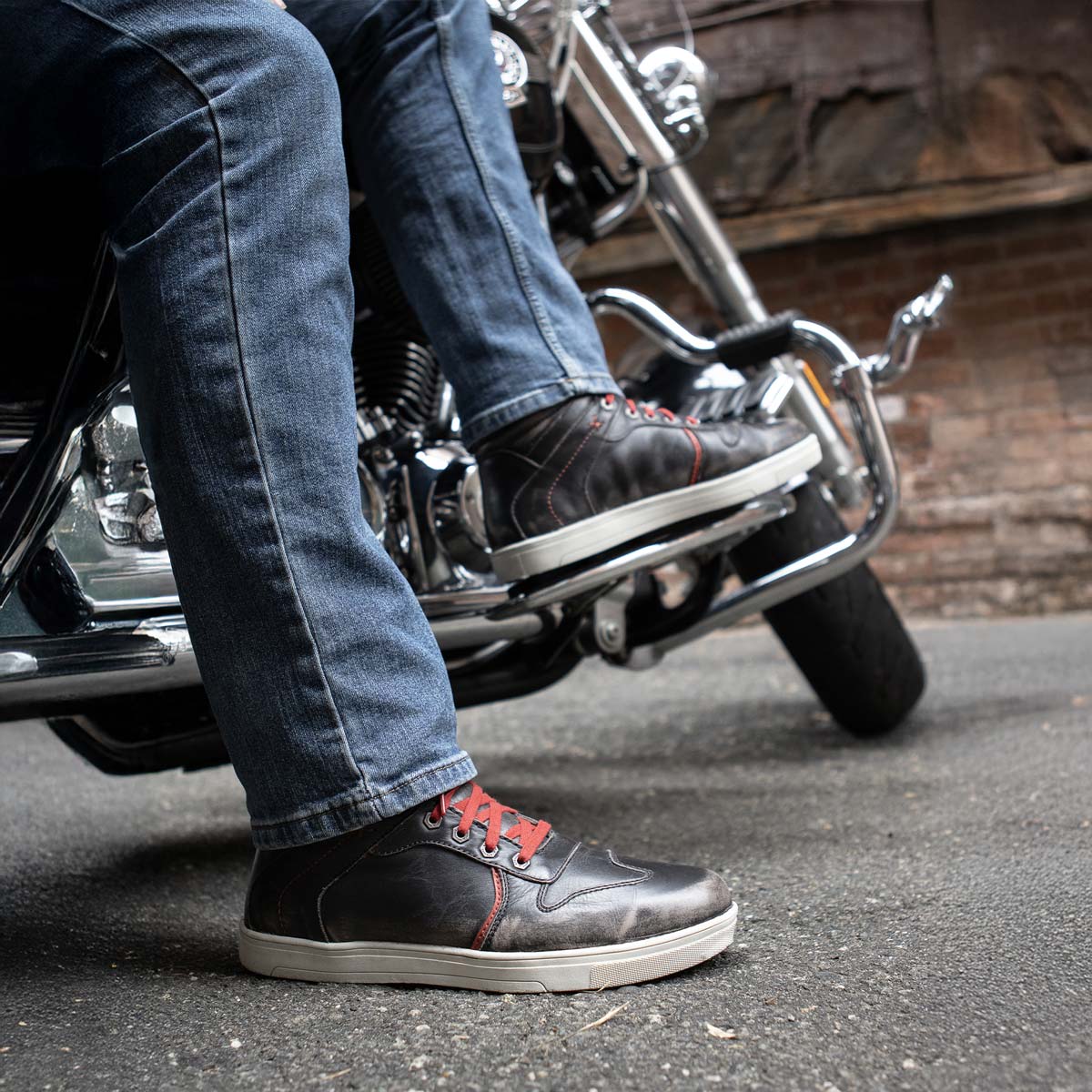 Milwaukee Leather MBM9103 Men's Vintage Leather Brown w/ Red Laces High-Top Reinforced Street Riding Casual Shoes - Image 7