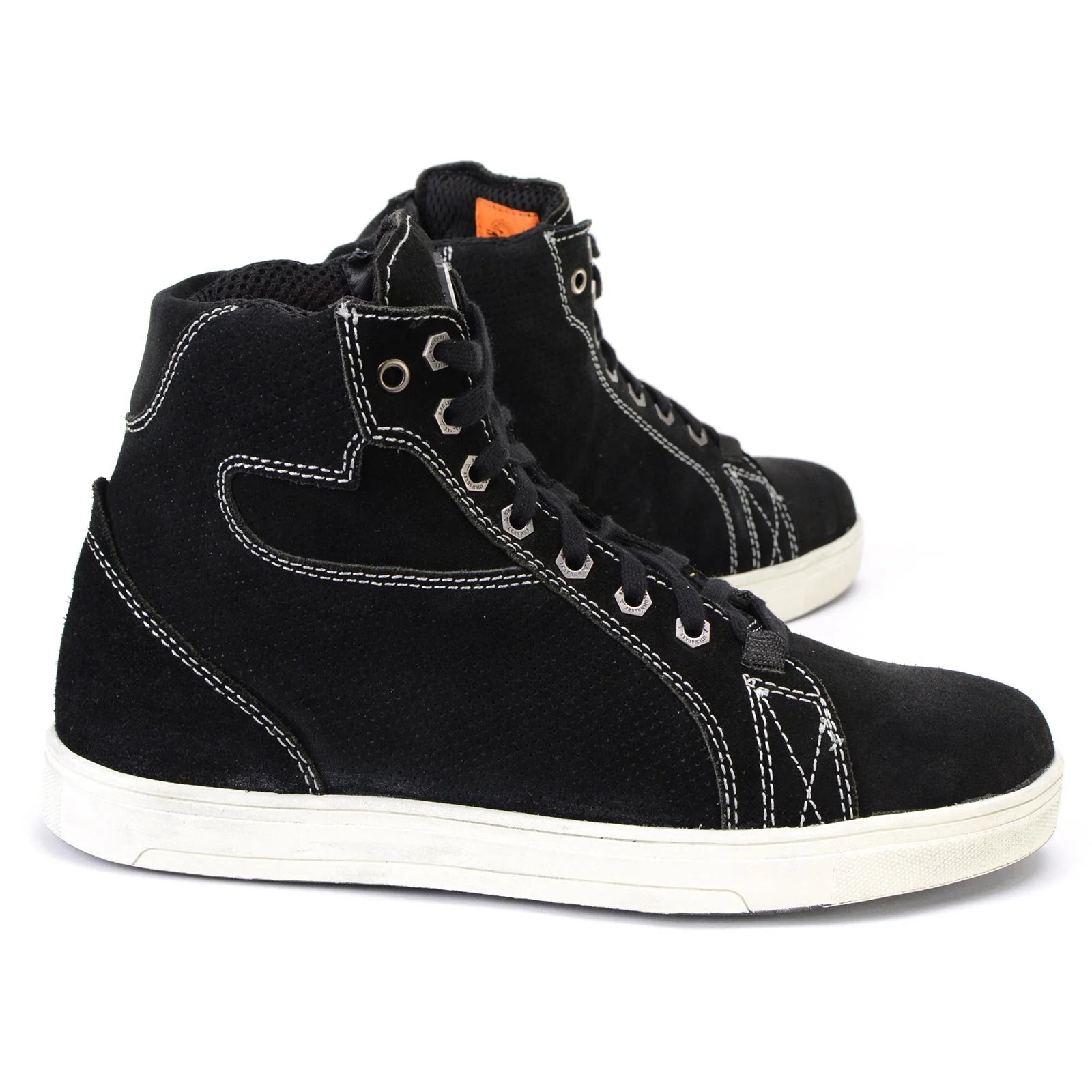 Milwaukee Leather MBM9107 Men's Black Suede Leather w/ White Stitching Reinforced Street Riding Shoes w/ Ankle Support - Image 10