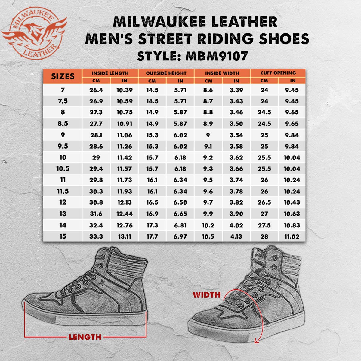 Milwaukee Leather MBM9107 Men's Black Suede Leather w/ White Stitching Reinforced Street Riding Shoes w/ Ankle Support - Image 3