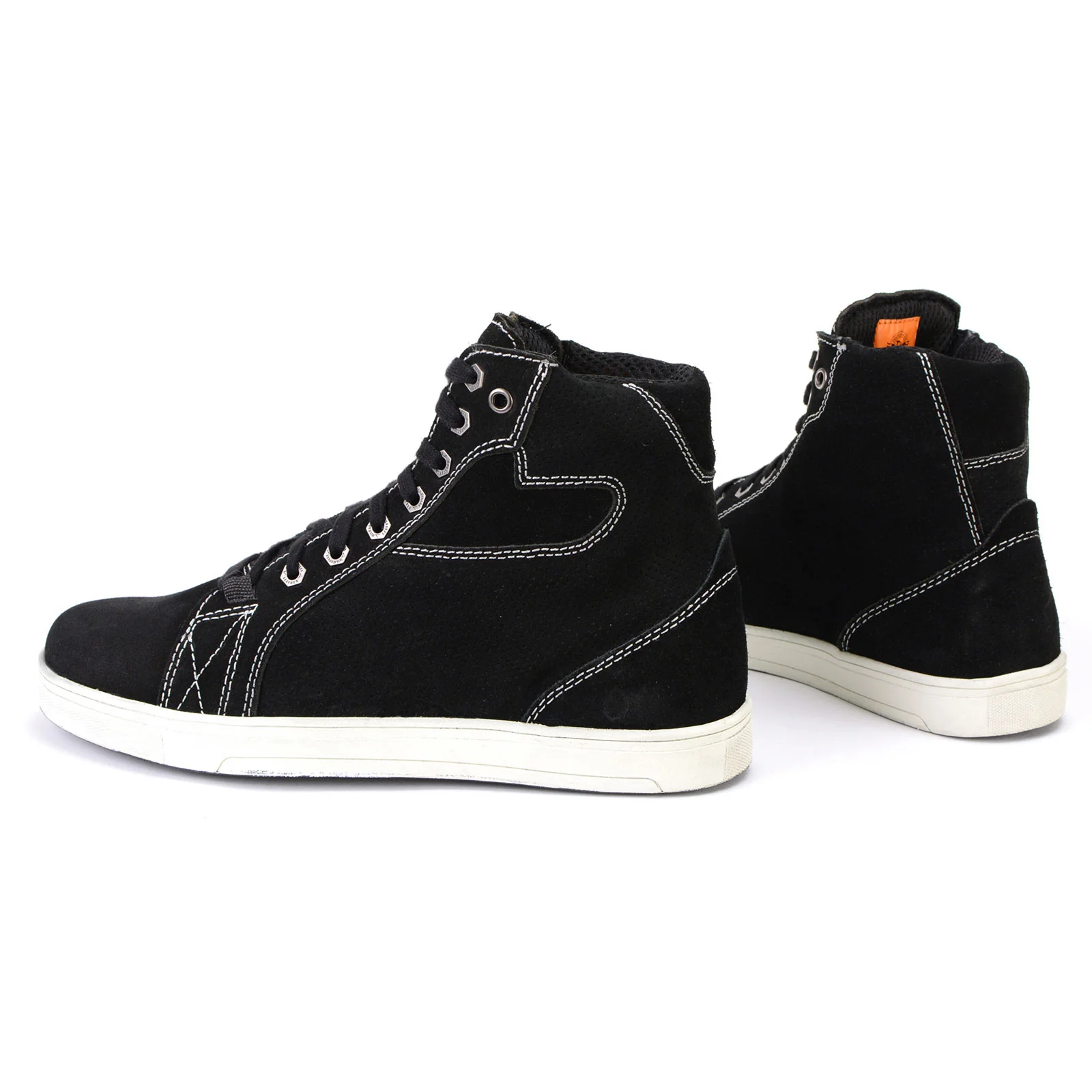 Milwaukee Leather MBM9107 Men's Black Suede Leather w/ White Stitching Reinforced Street Riding Shoes w/ Ankle Support - Image 7