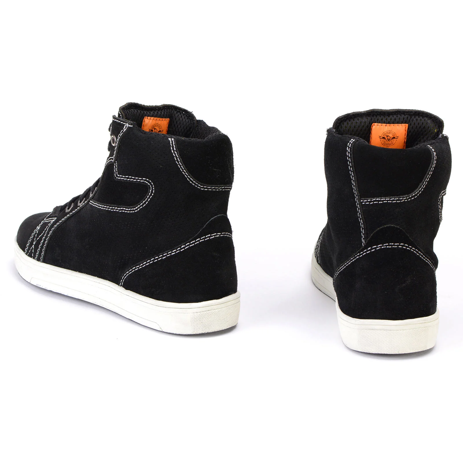 Milwaukee Leather MBM9107 Men's Black Suede Leather w/ White Stitching Reinforced Street Riding Shoes w/ Ankle Support - Image 8