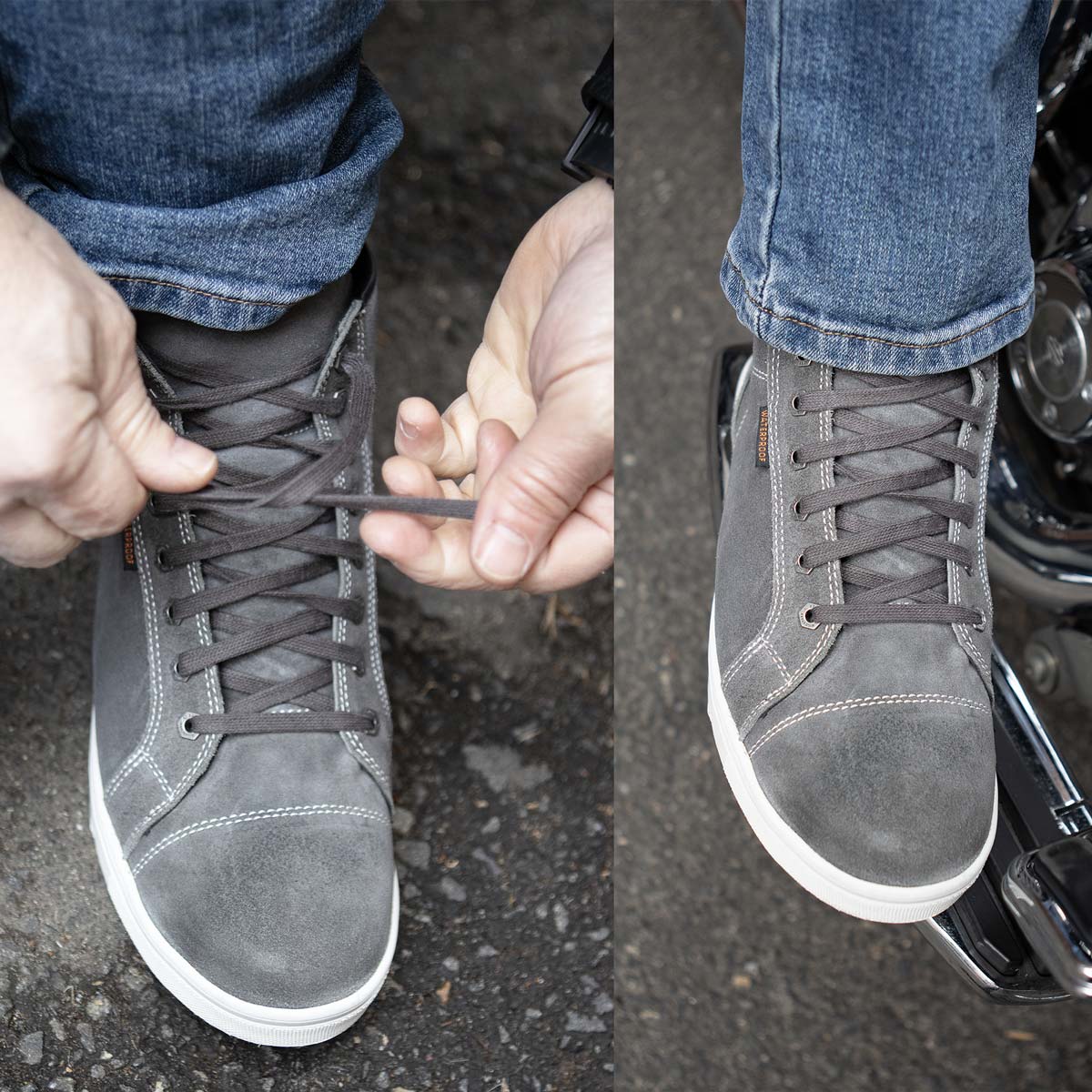 Milwaukee Leather MBM9109 Men's Grey Suede Leather Reinforced Street Riding Waterproof Shoes w/ Ankle Support - Image 5