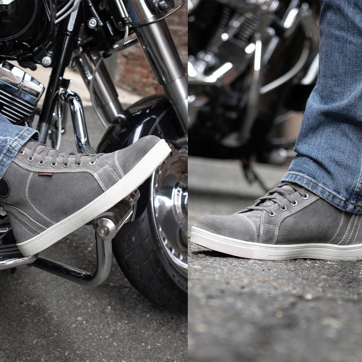 Milwaukee Leather MBM9109 Men's Grey Suede Leather Reinforced Street Riding Waterproof Shoes w/ Ankle Support - Image 6