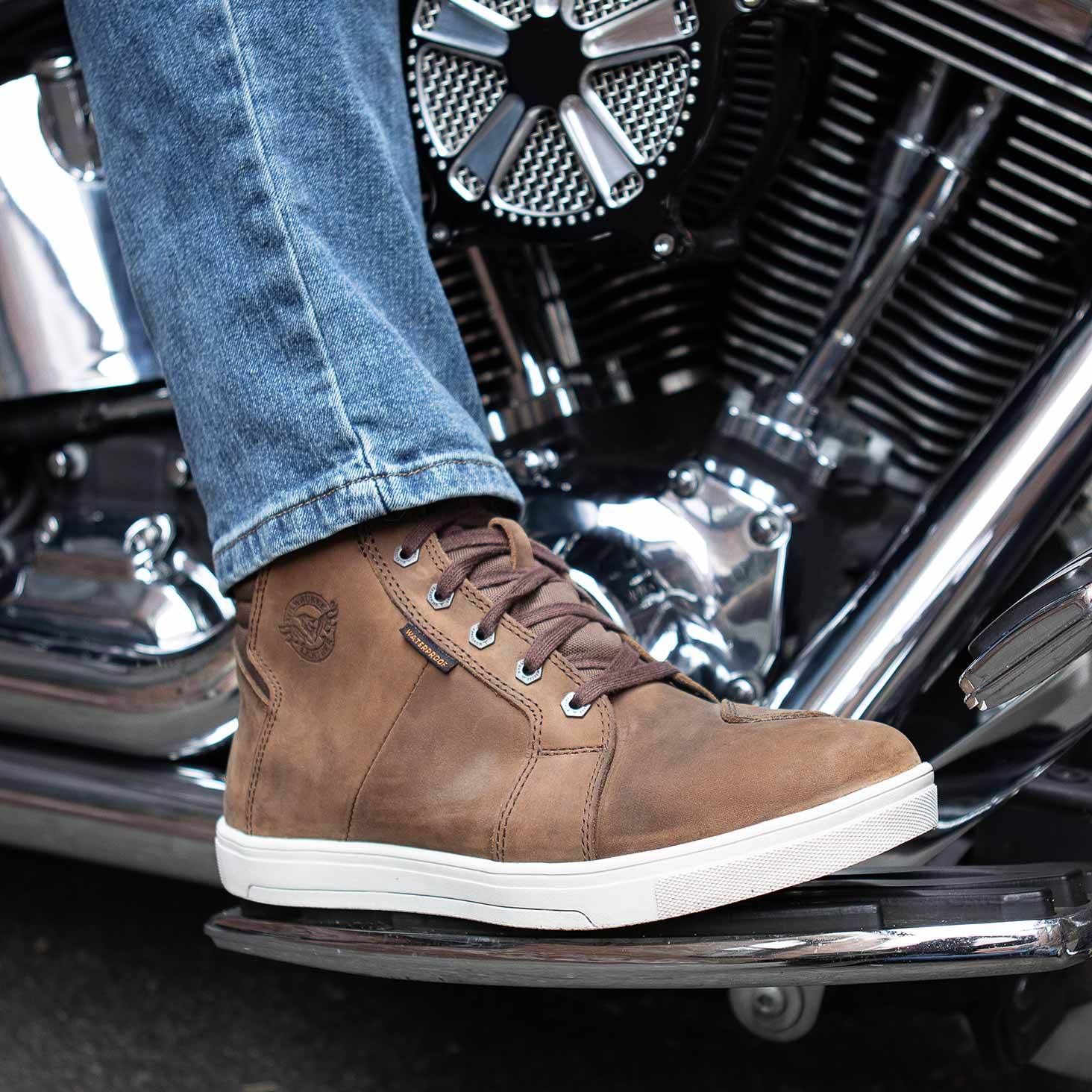 Milwaukee Leather MBM9113 Men's Brown Waterproof Leather Motorcycle Reinforced Riding Shoes w/ Ankle Support - Image 5