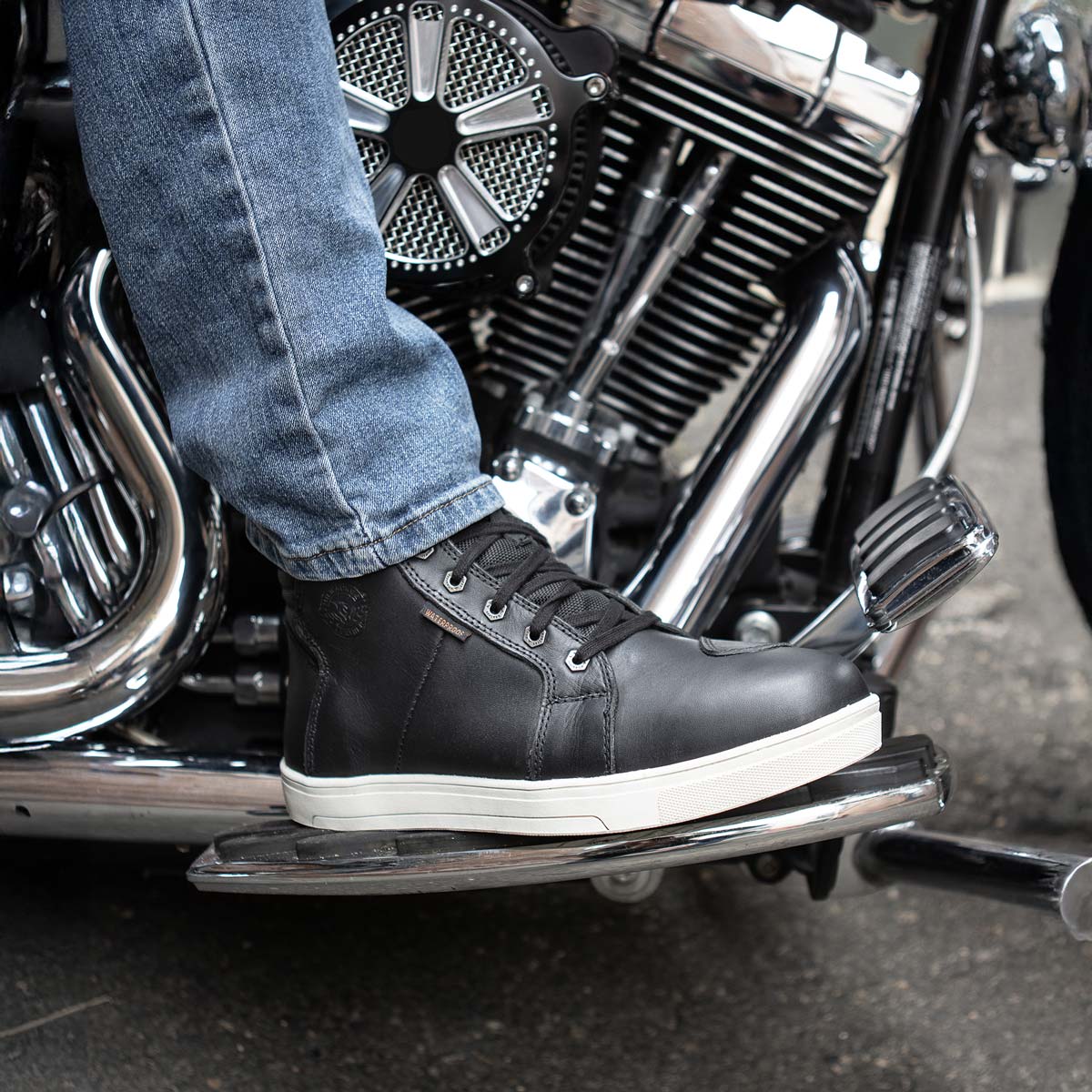 Milwaukee Leather MBM9114 Men's Black Waterproof Leather Street Riding Shoes with Shift Protection and Ankle Support - Image 4
