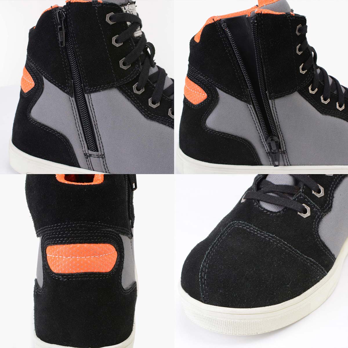 Milwaukee Leather MBM9116 Men's Black Suede and Grey Canvas Street Riding Shoes with Dual Closure and Ankle Support - Image 11