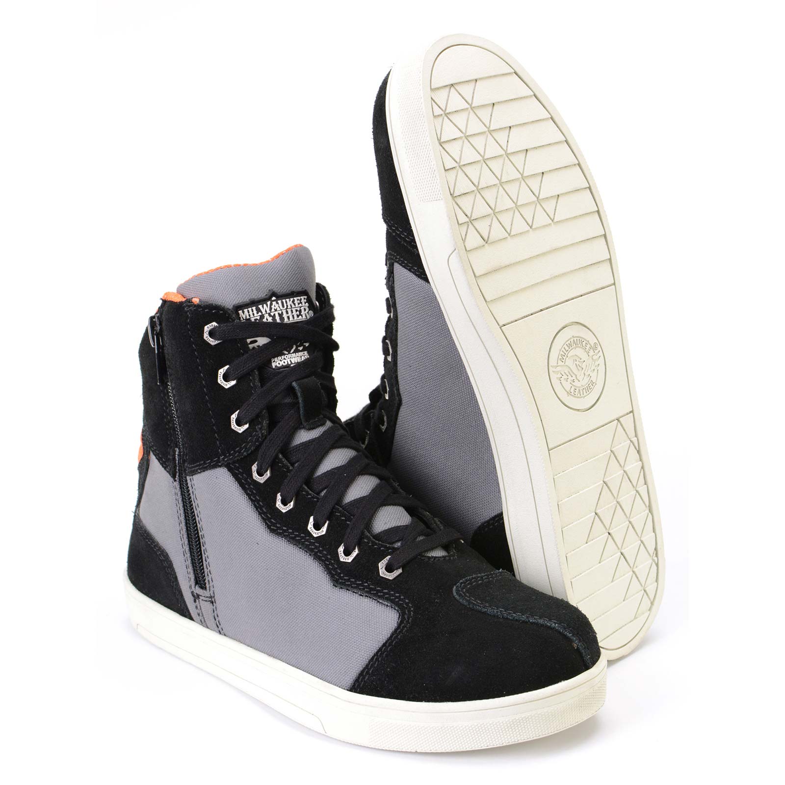 Milwaukee Leather MBM9116 Men's Black Suede and Grey Canvas Street Riding Shoes with Dual Closure and Ankle Support - Image 12