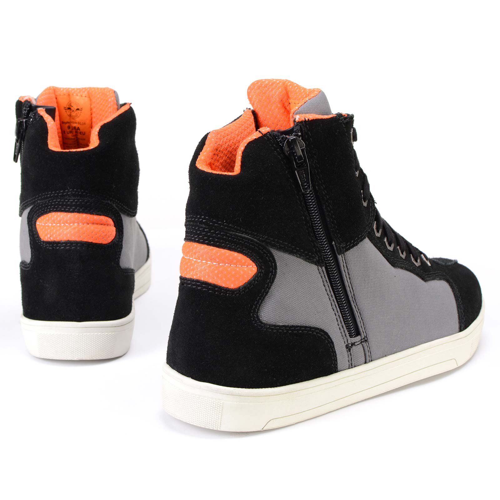 Milwaukee Leather MBM9116 Men's Black Suede and Grey Canvas Street Riding Shoes with Dual Closure and Ankle Support - Image 13