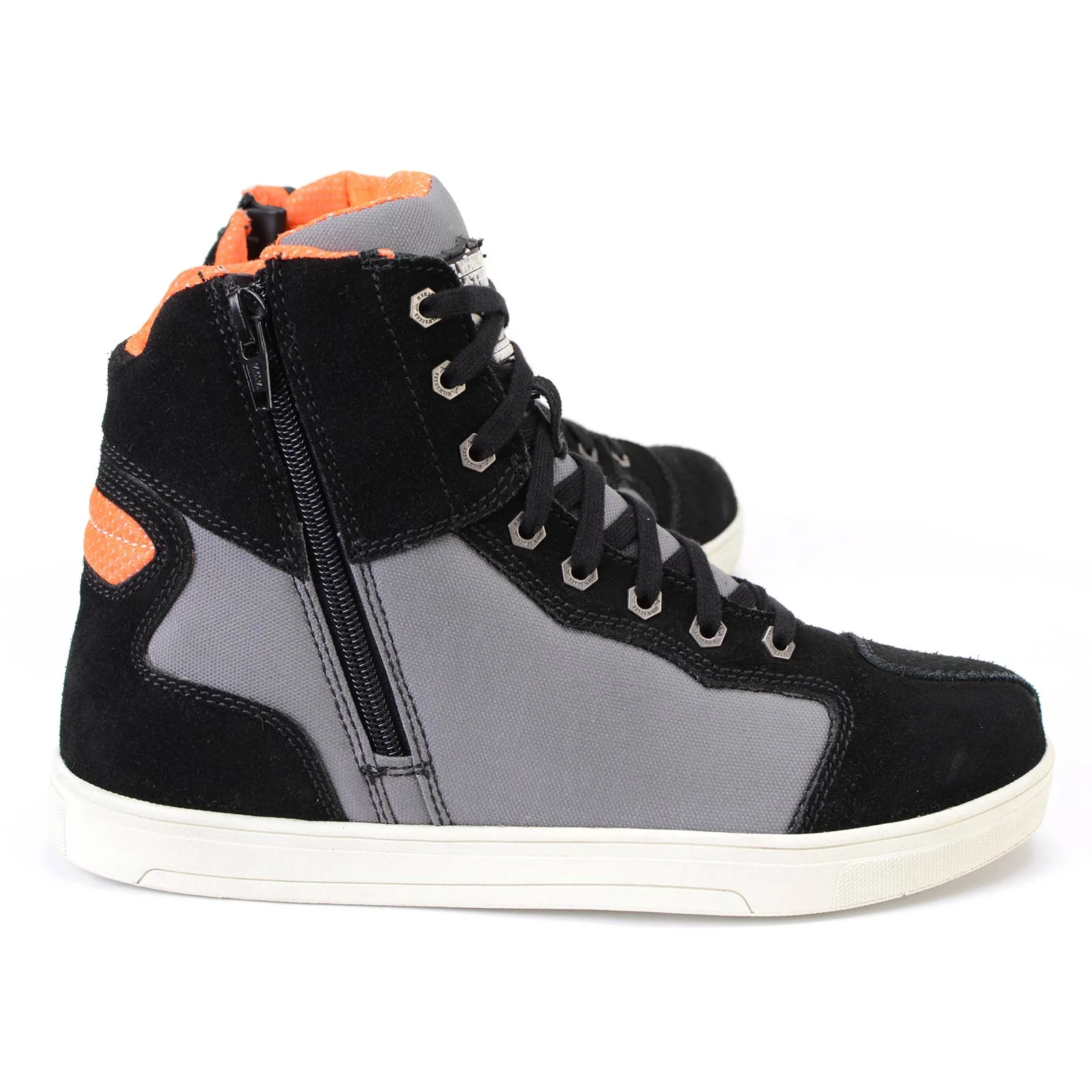 Milwaukee Leather MBM9116 Men's Black Suede and Grey Canvas Street Riding Shoes with Dual Closure and Ankle Support - Image 14