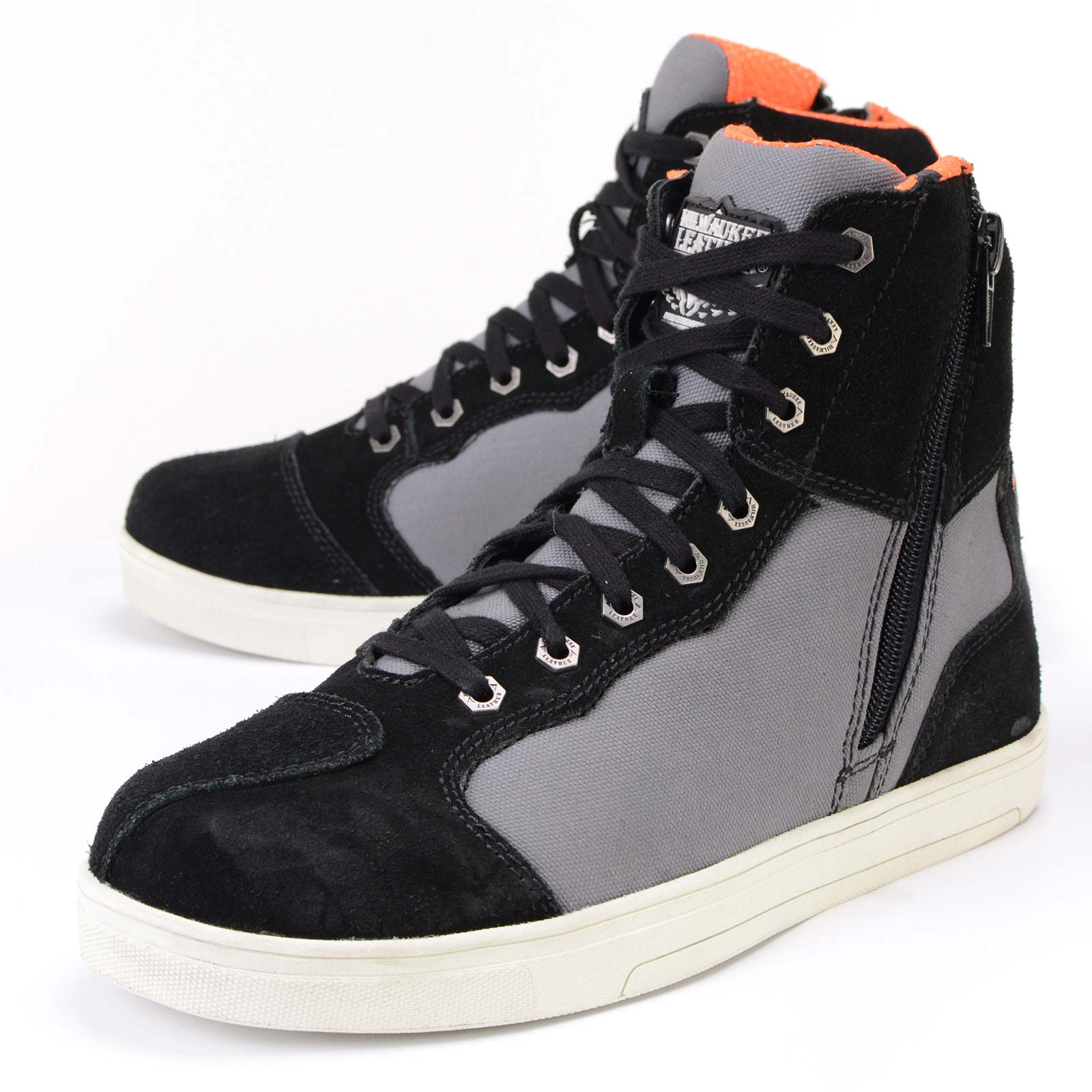 Milwaukee Leather MBM9116 Men's Black Suede and Grey Canvas Street Riding Shoes with Dual Closure and Ankle Support - Image 16