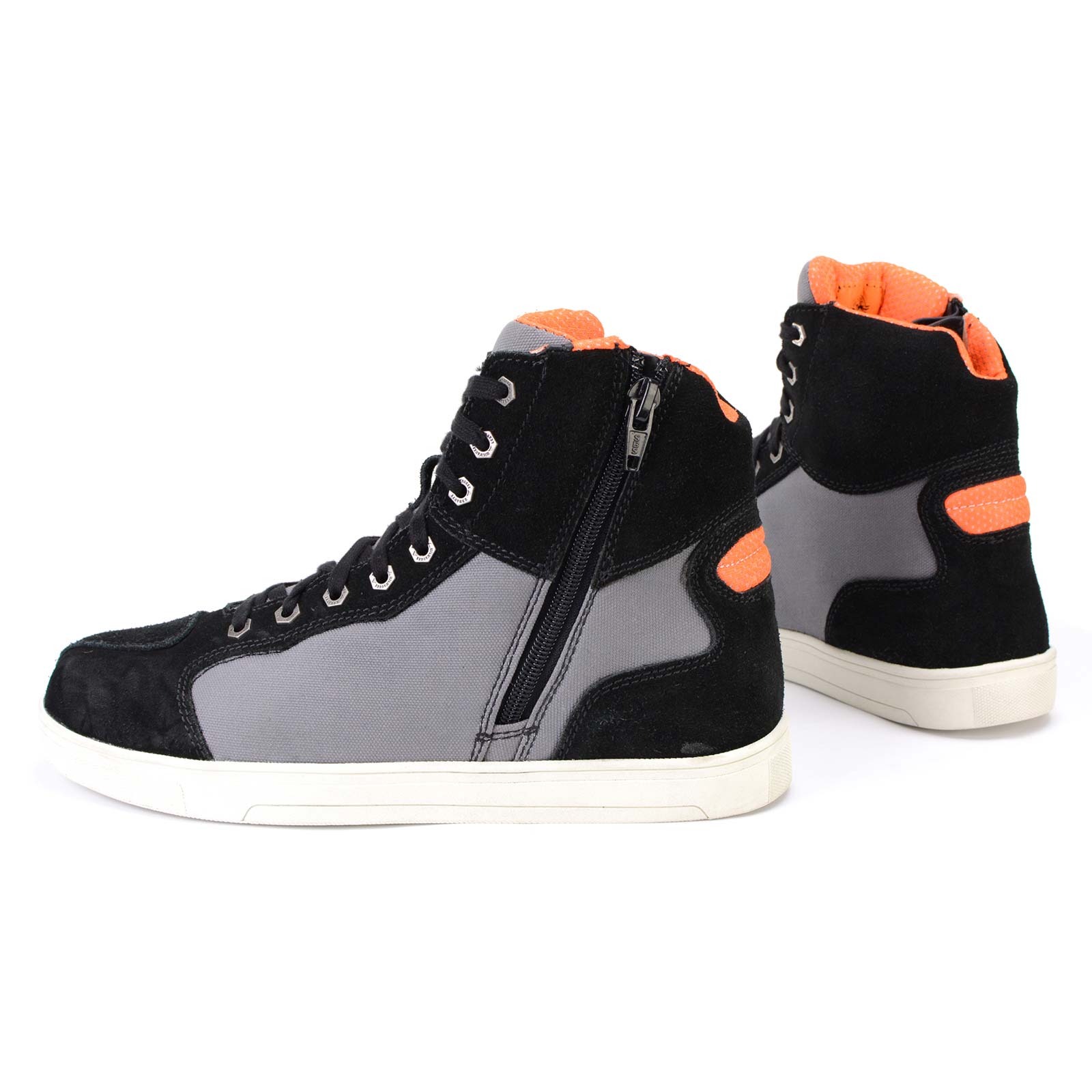 Milwaukee Leather MBM9116 Men's Black Suede and Grey Canvas Street Riding Shoes with Dual Closure and Ankle Support - Image 17
