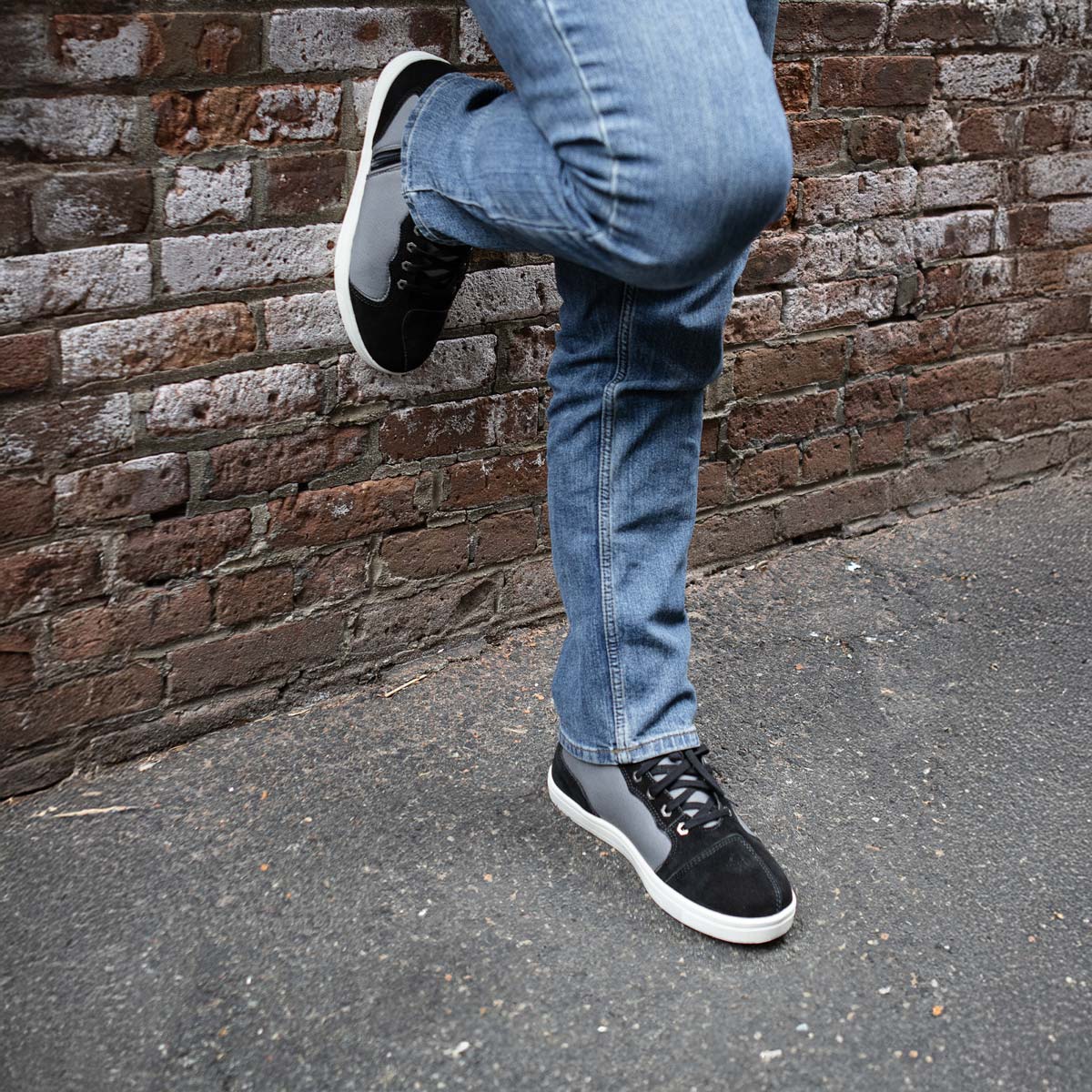 Milwaukee Leather MBM9116 Men's Black Suede and Grey Canvas Street Riding Shoes with Dual Closure and Ankle Support - Image 6