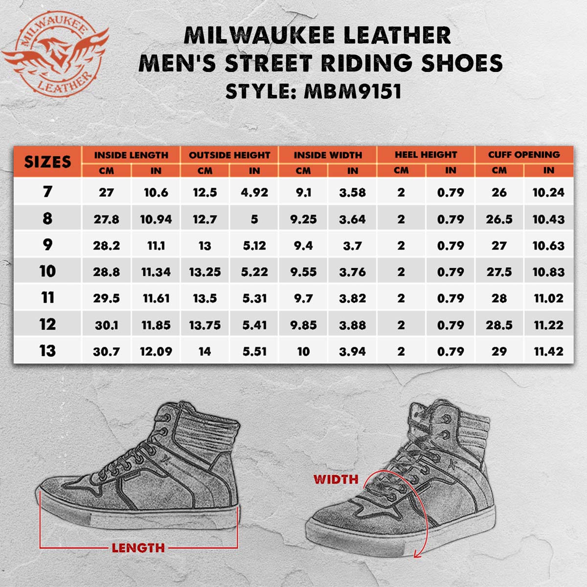 Milwaukee Leather MBM9151 Men's Black Suede and Leather Reinforced Street Riding Waterproof Shoes w/ Ankle Support - Image 3