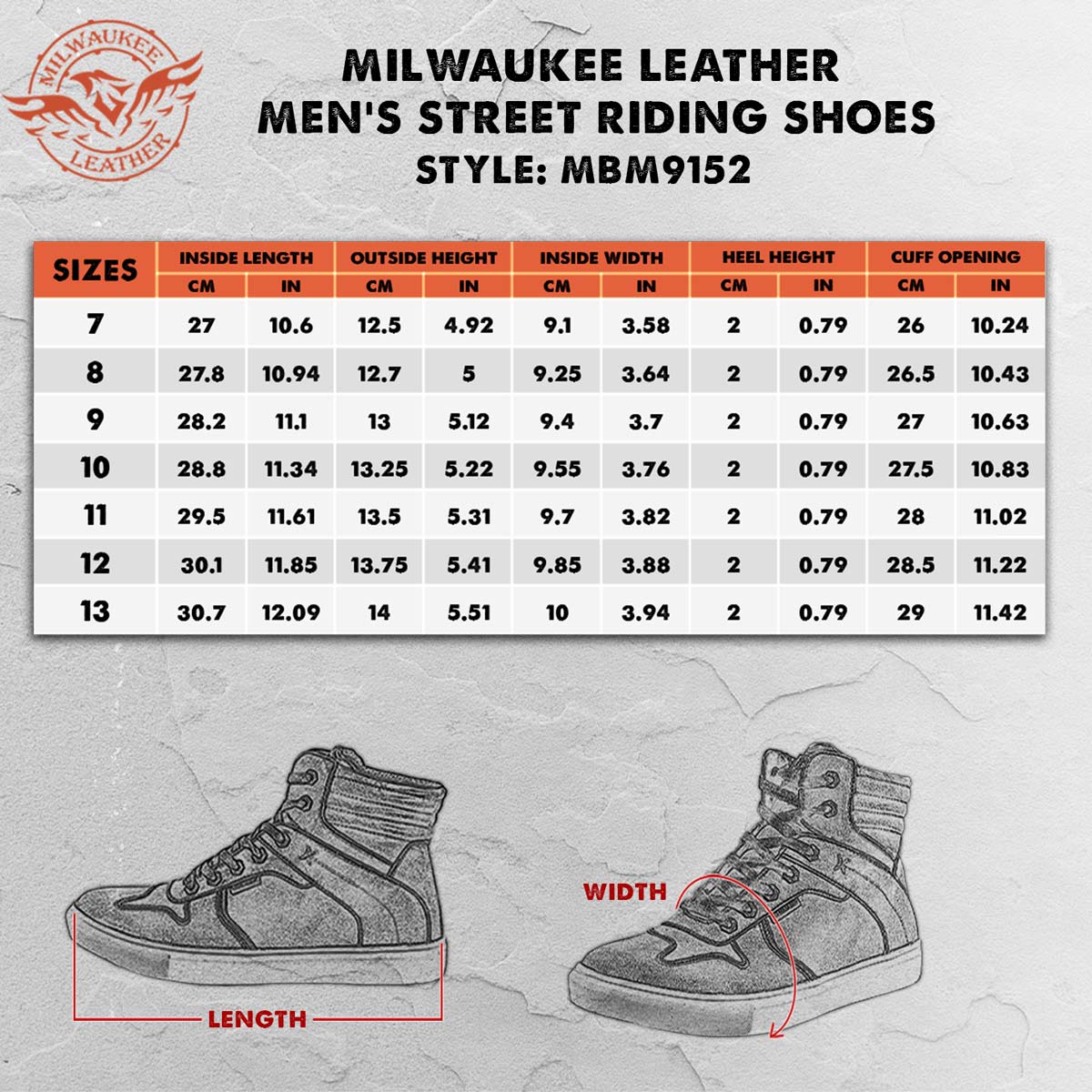 Milwaukee Leather MBM9152 Men's Black Leather High-Top Biker Riding Waterproof Shoes Reinforced w/ Ankle Support - Image 3