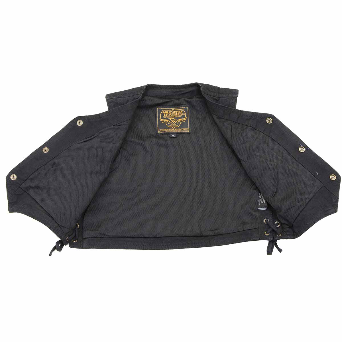 Milwaukee Leather MDK3900 Kids Classic Black Denim Side Lace Vest - Image 2