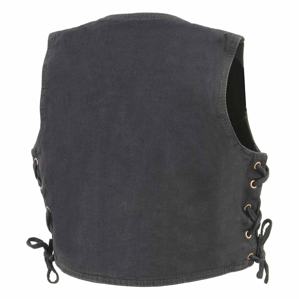 Milwaukee Leather MDK3900 Kids Classic Black Denim Side Lace Vest - Image 4