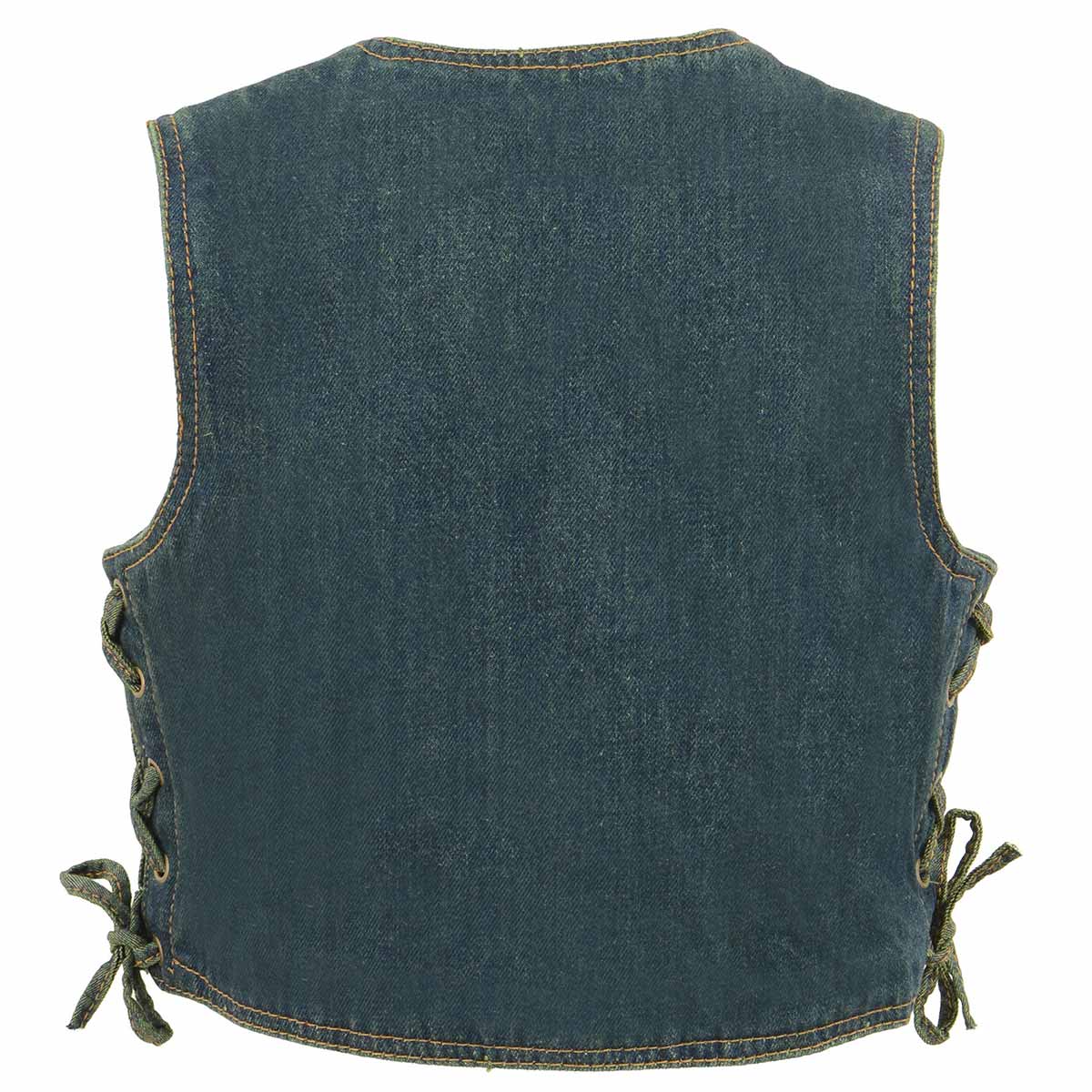 Milwaukee Leather MDK3900 Kids Classic Blue Denim Side Lace Vest - Image 5