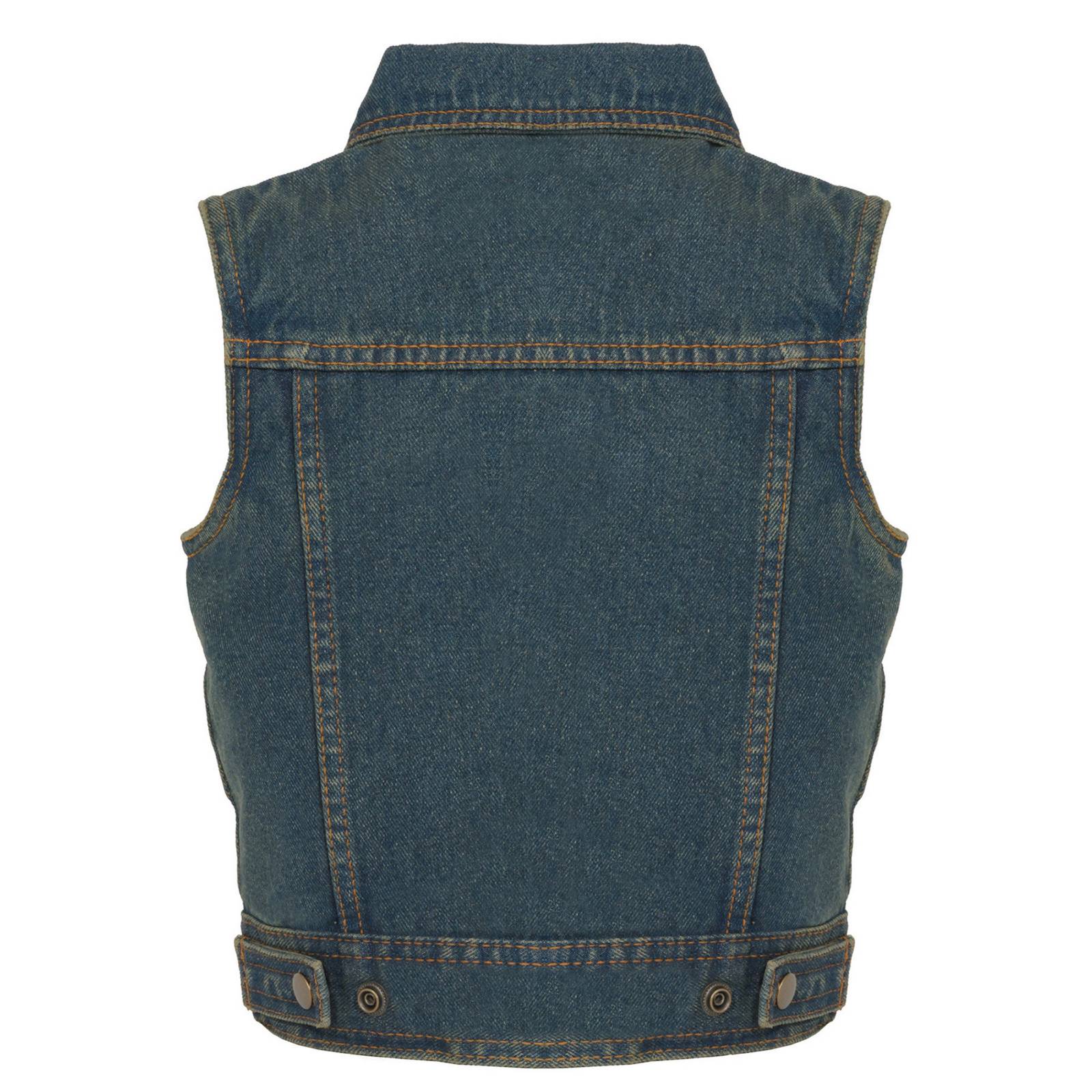 Milwaukee Leather MDK3910 Blue Unisex-Child Kids Denim Snap Front Vest with Shirt Style Collar - Image 2
