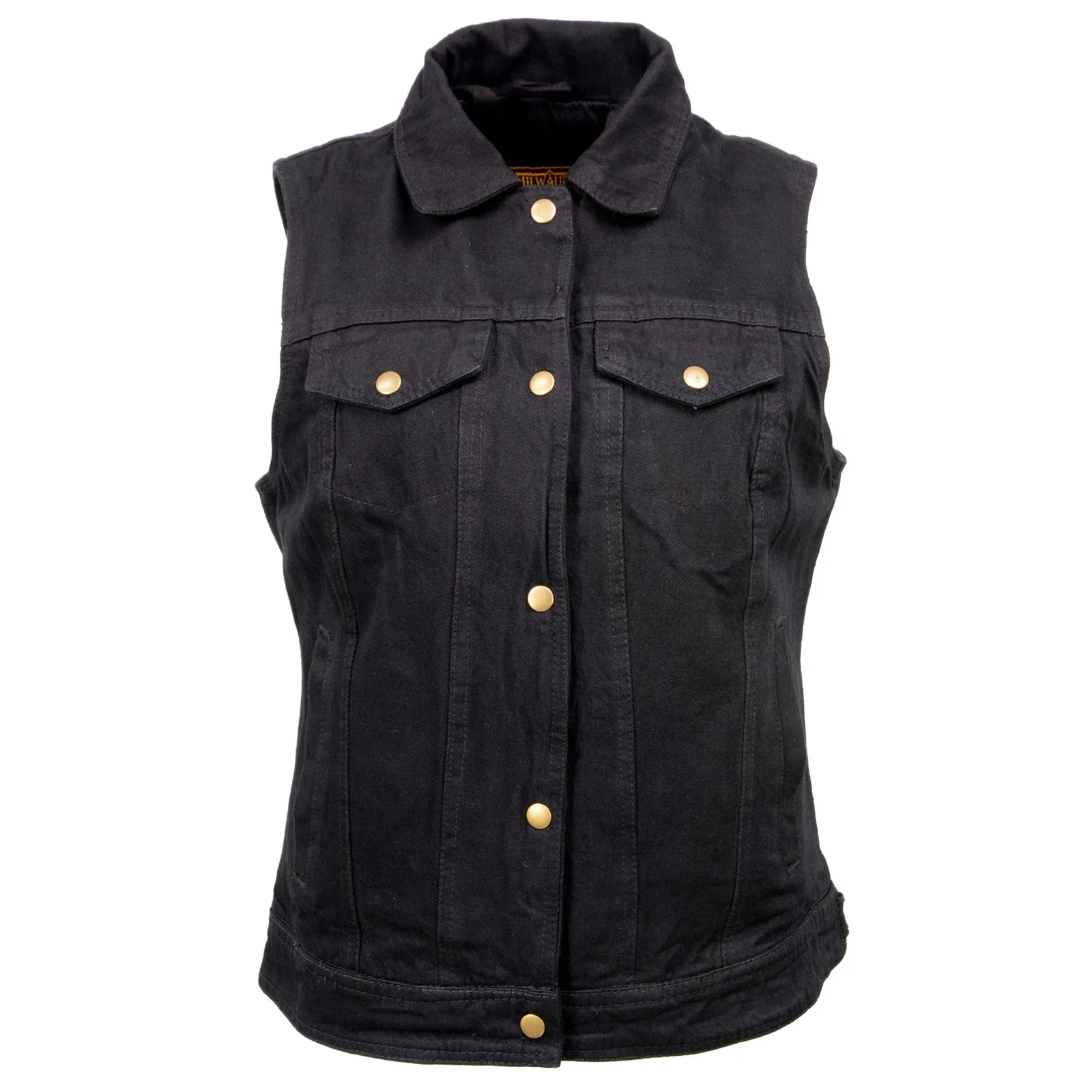 Milwaukee Leather MDL4002 Women's Black Denim 2 in 1 Shirt Style Collar Motorcycle Rider Vest W/ Removable Hoodie - Image 10