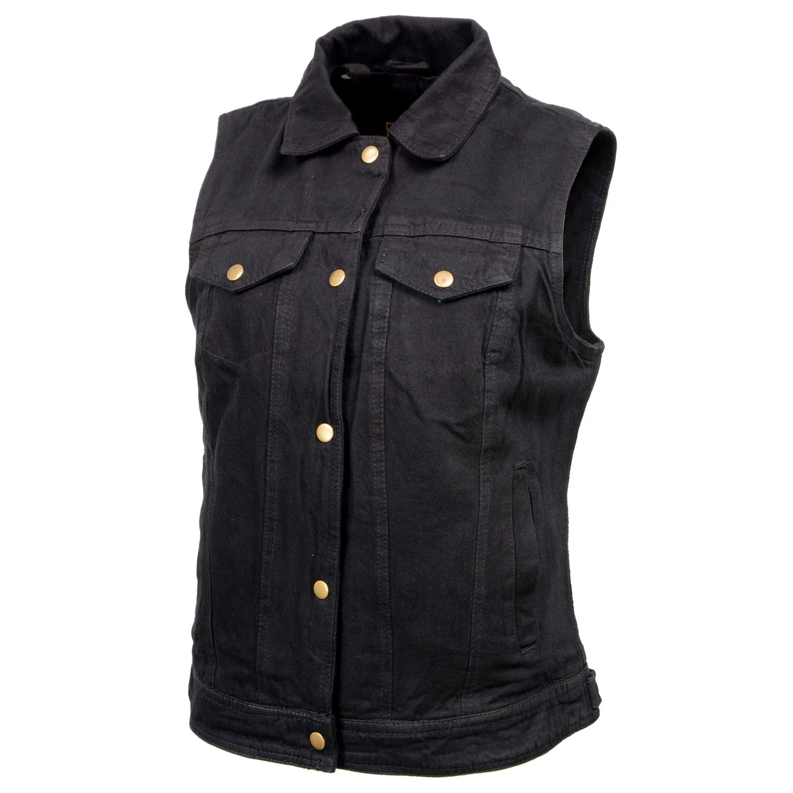 Milwaukee Leather MDL4002 Women's Black Denim 2 in 1 Shirt Style Collar Motorcycle Rider Vest W/ Removable Hoodie - Image 11