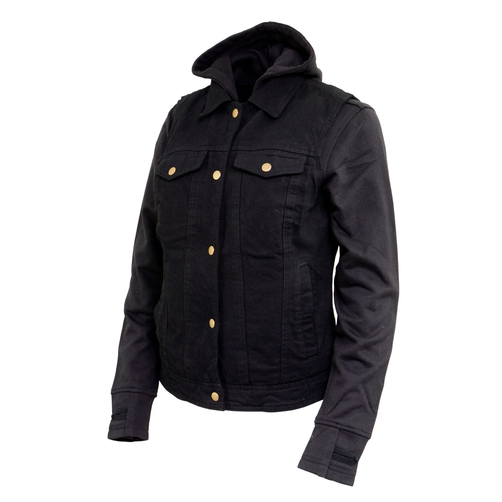 Milwaukee Leather MDL4002 Women's Black Denim 2 in 1 Shirt Style Collar Motorcycle Rider Vest W/ Removable Hoodie - Image 8