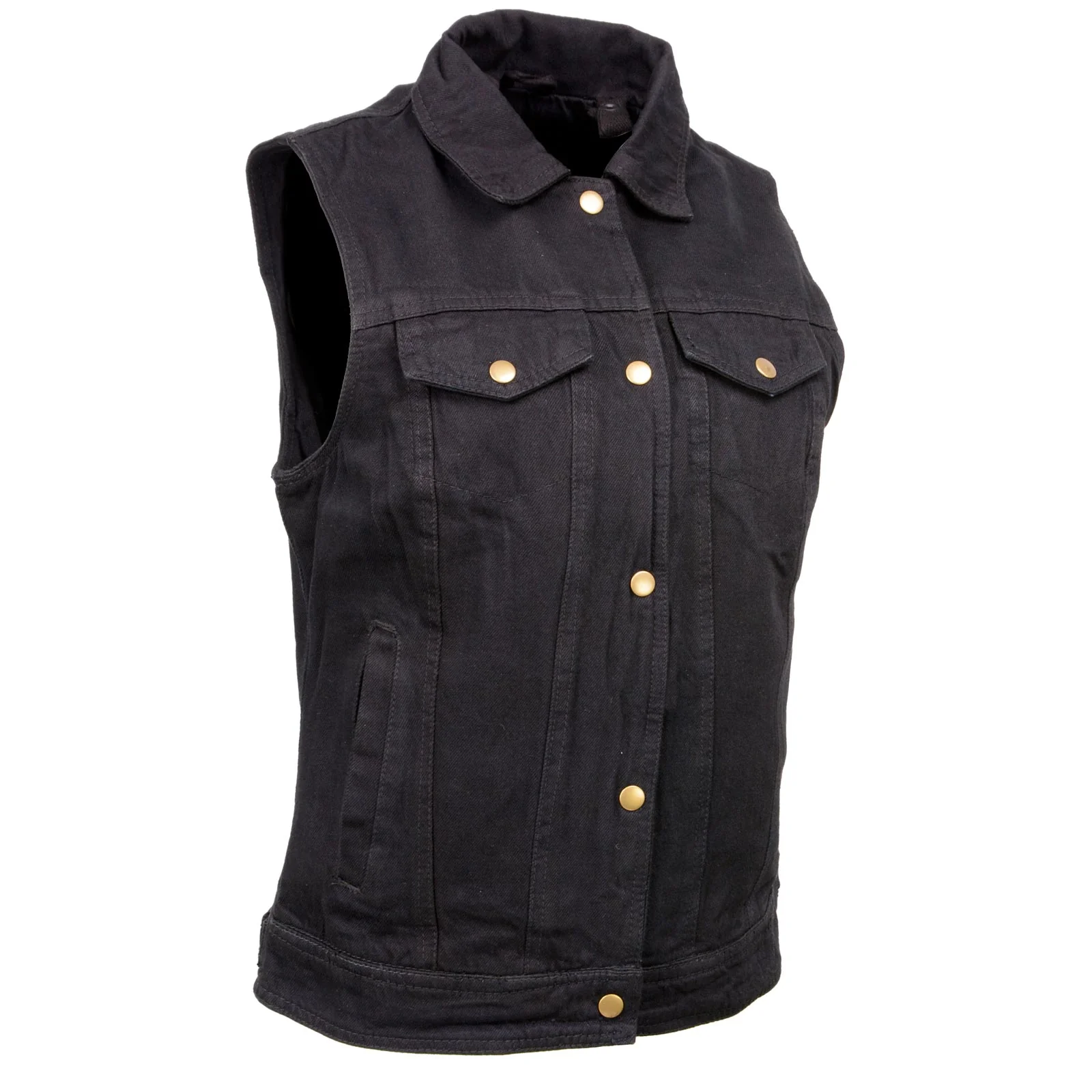 Milwaukee Leather MDL4002 Women's Black Denim 2 in 1 Shirt Style Collar Motorcycle Rider Vest W/ Removable Hoodie - Image 9