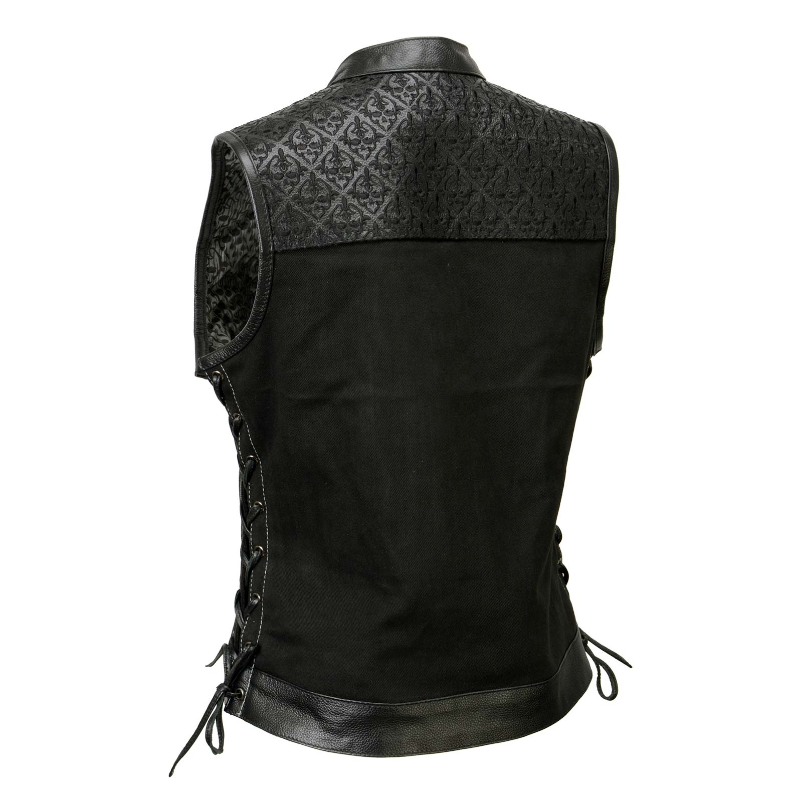 Milwaukee Leather MDL4052 Women's 'Skelly' Black Motorcycle Denim Vest w/ Skull Embroidery - Image 13