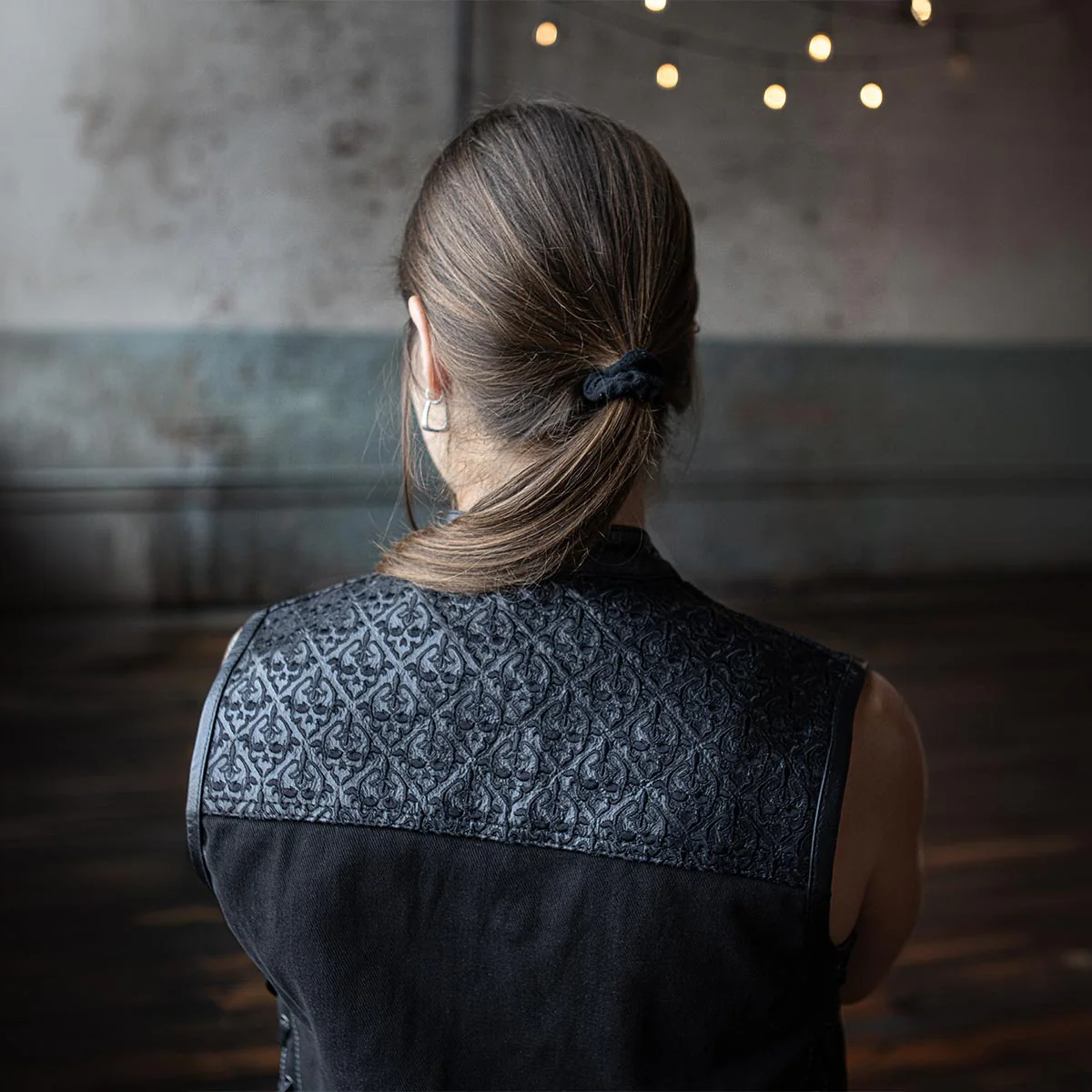 Milwaukee Leather MDL4052 Women's 'Skelly' Black Motorcycle Denim Vest w/ Skull Embroidery - Image 4