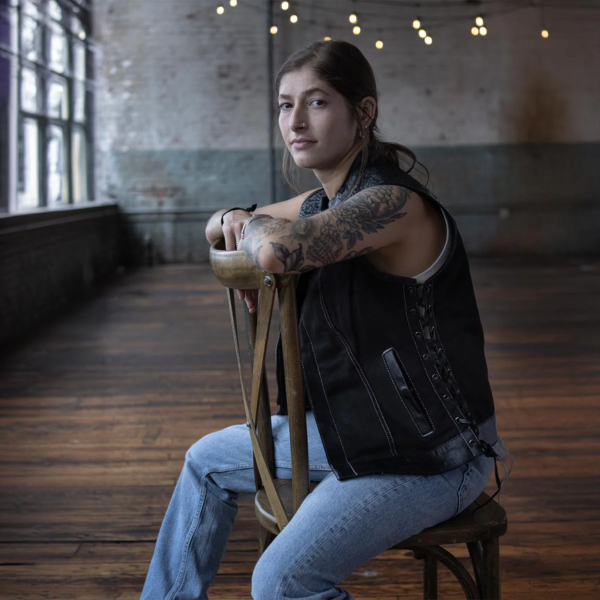 Milwaukee Leather MDL4052 Women's 'Skelly' Black Motorcycle Denim Vest w/ Skull Embroidery - Image 7