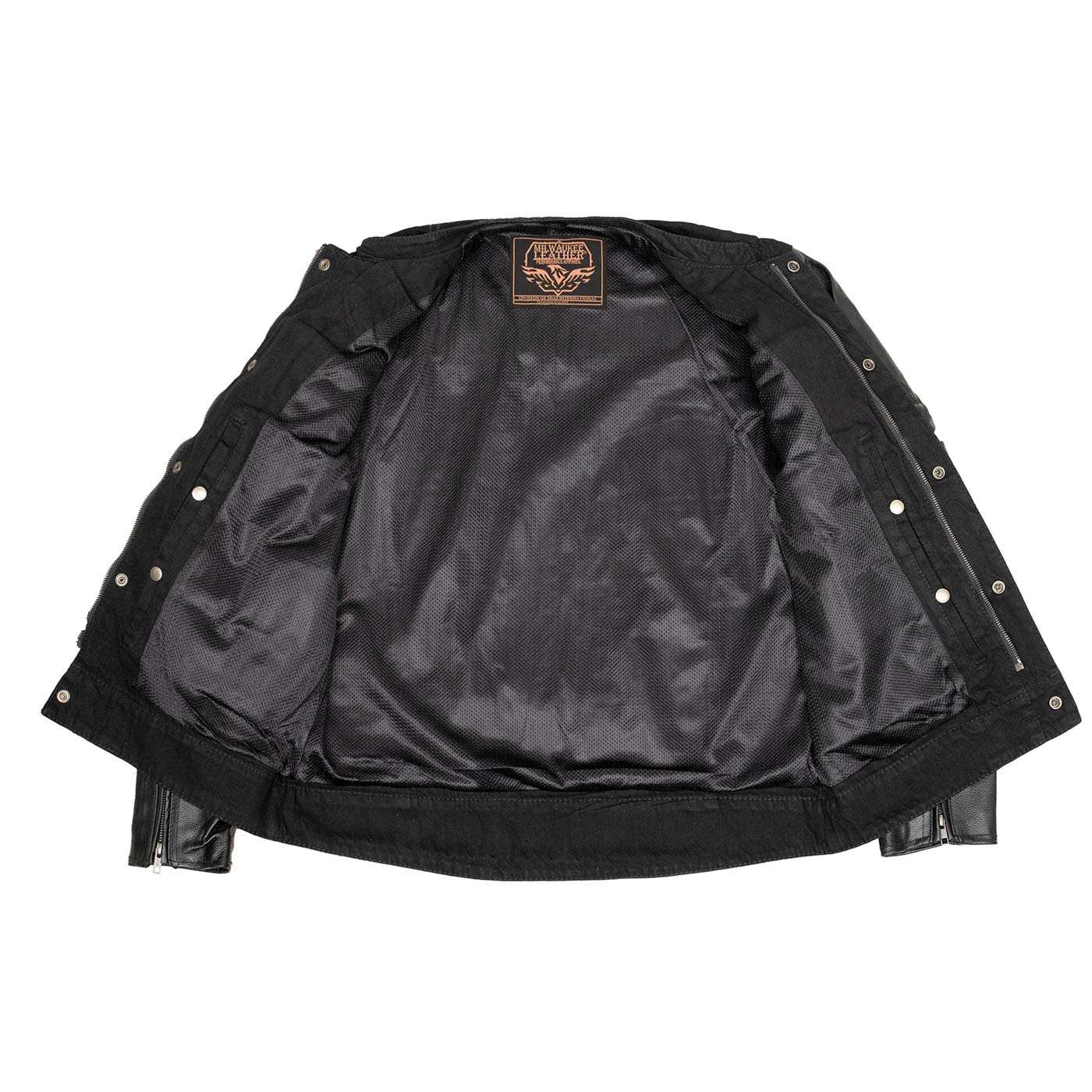 Milwaukee Leather MDM1003 Men's Black Denim and Leather Sleeves Motorcycle Riders Jacket - Image 4