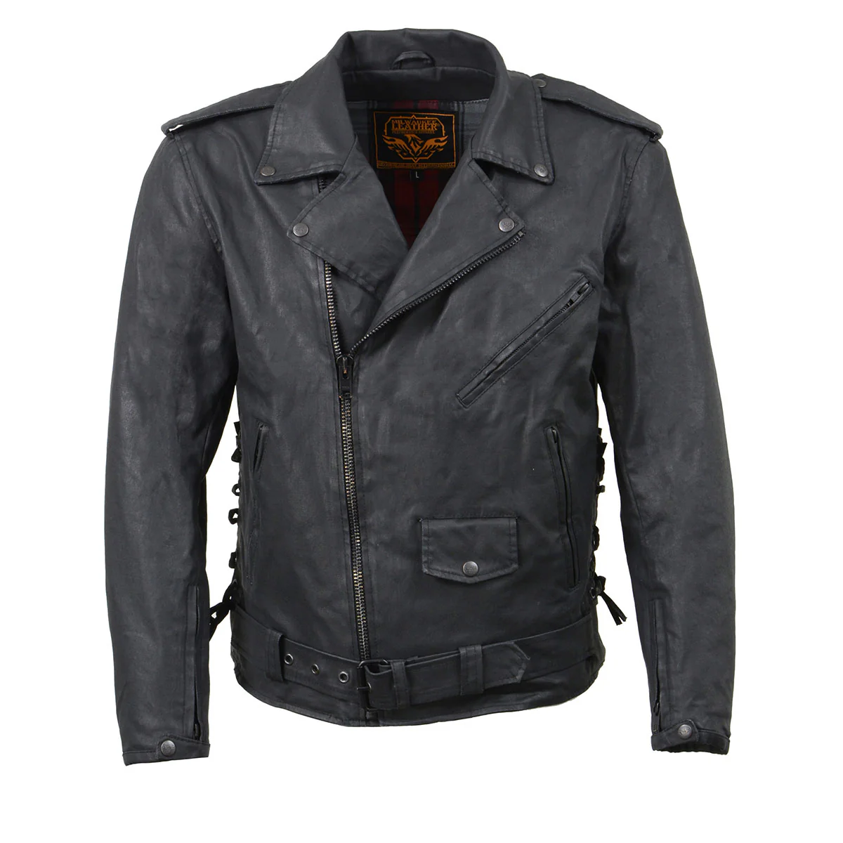 Milwaukee Leather MDM1020 Men's Black Classic 'Waxed' Motorcycle Denim Jacket with Armor - Image 10