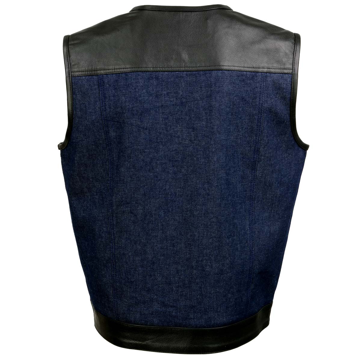 Milwaukee Leather MDM3004 Men's Brute Dual Closure Blue Denim and Black Leather Club Style Vest - Image 11